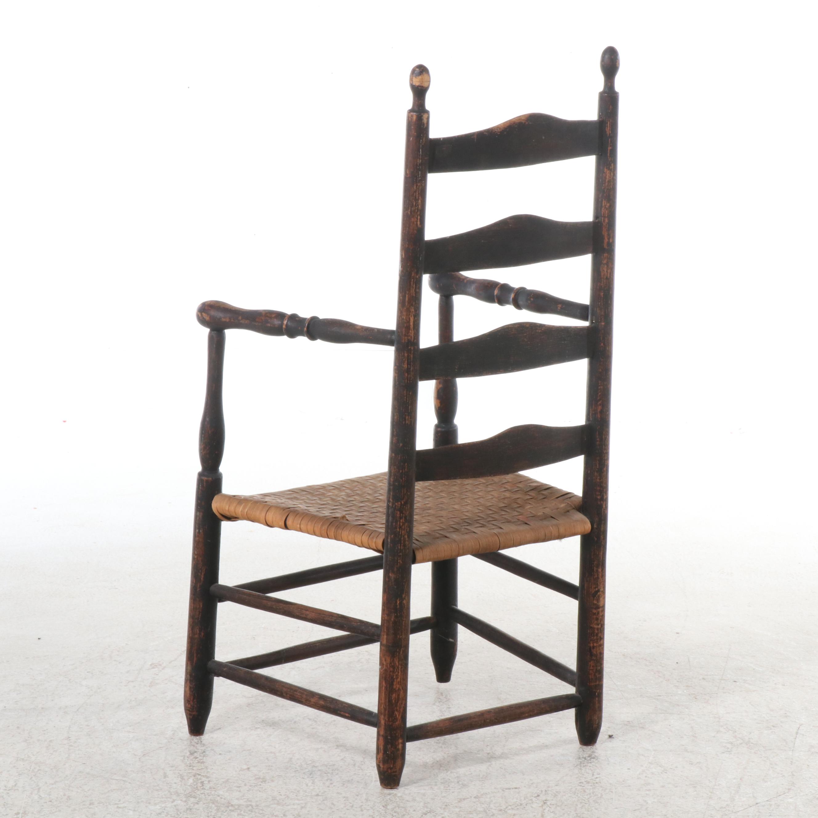 Two American Primitive Style Ladder Back Chairs