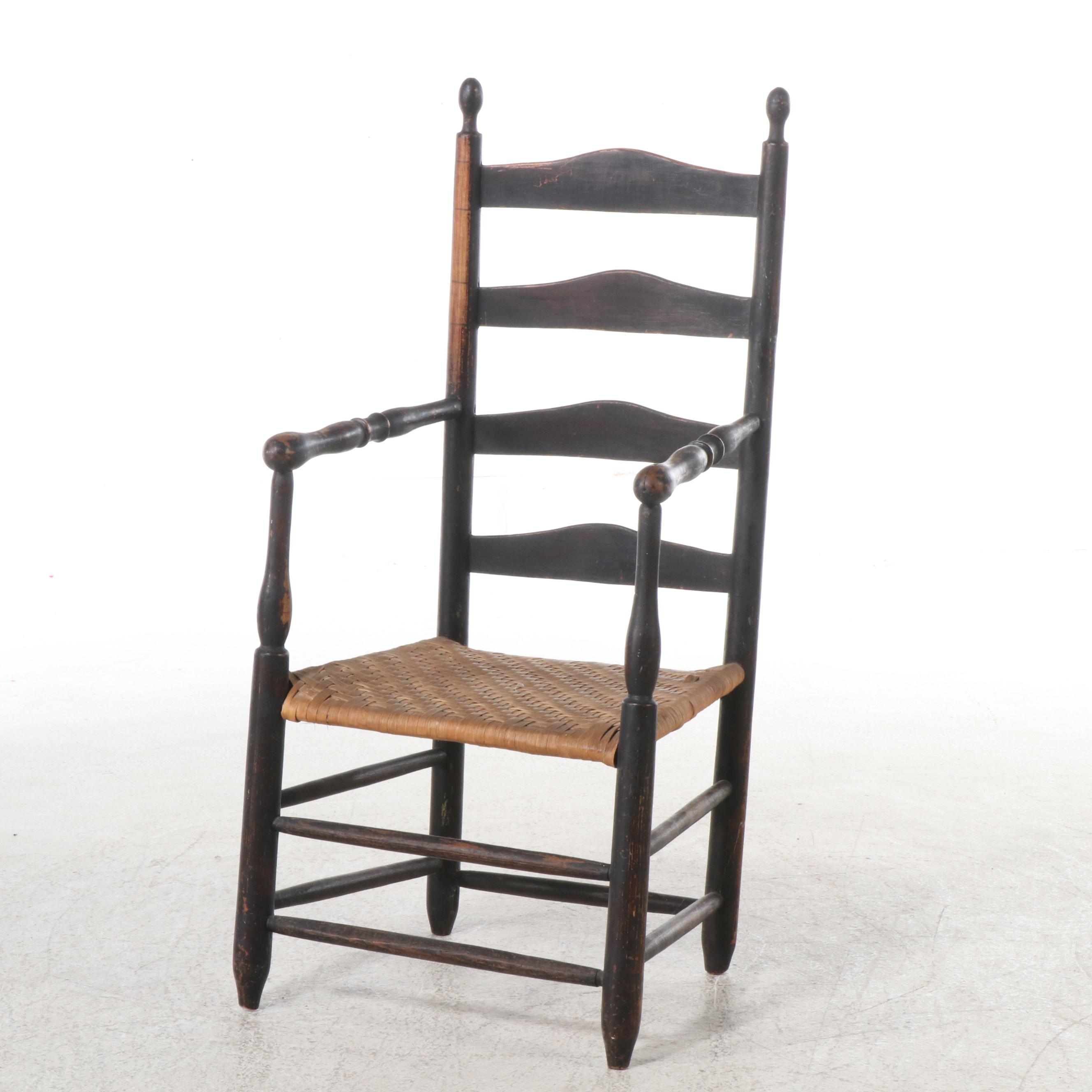 Two American Primitive Style Ladder Back Chairs