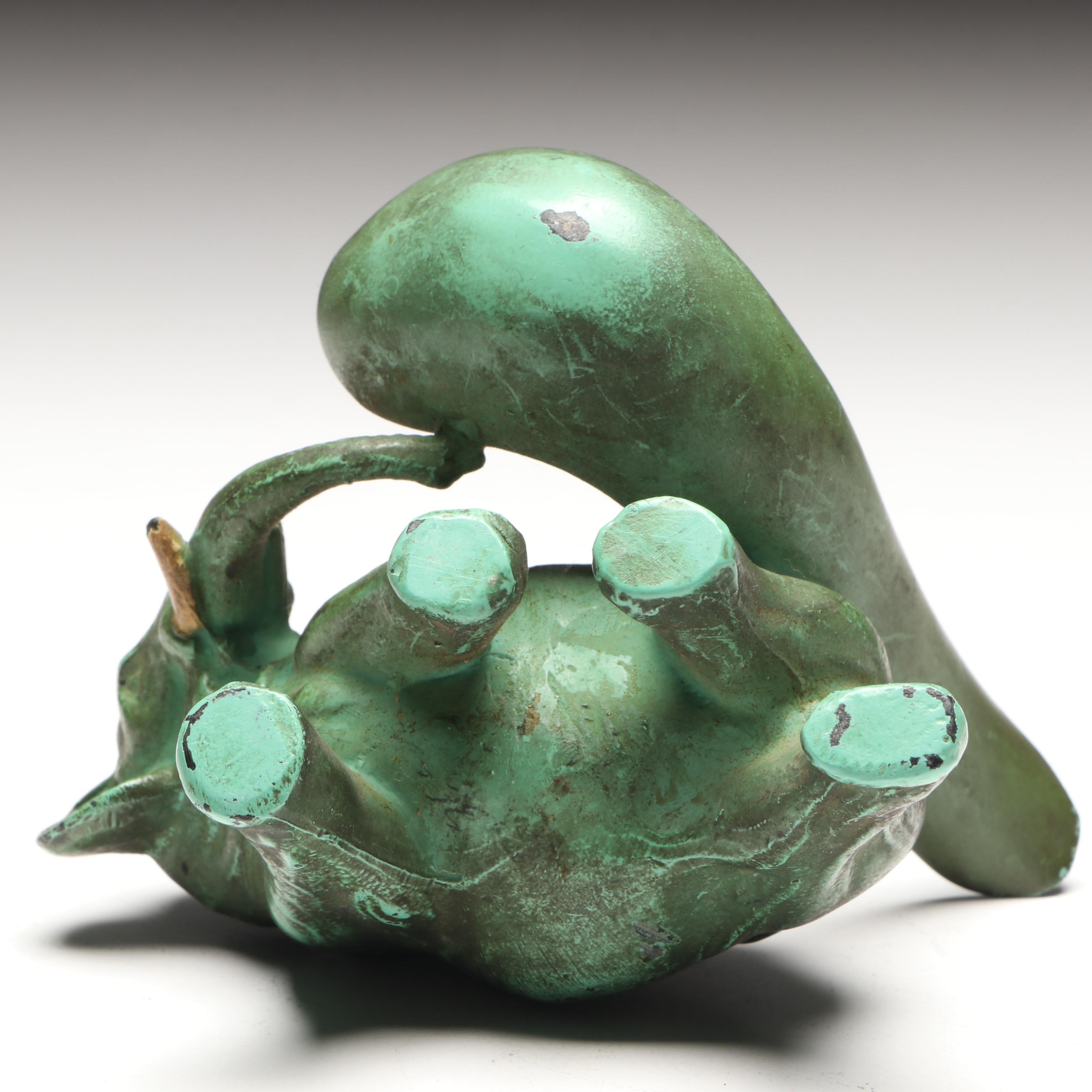 Patinated Metal Elephant Tobacco Pipe Holder