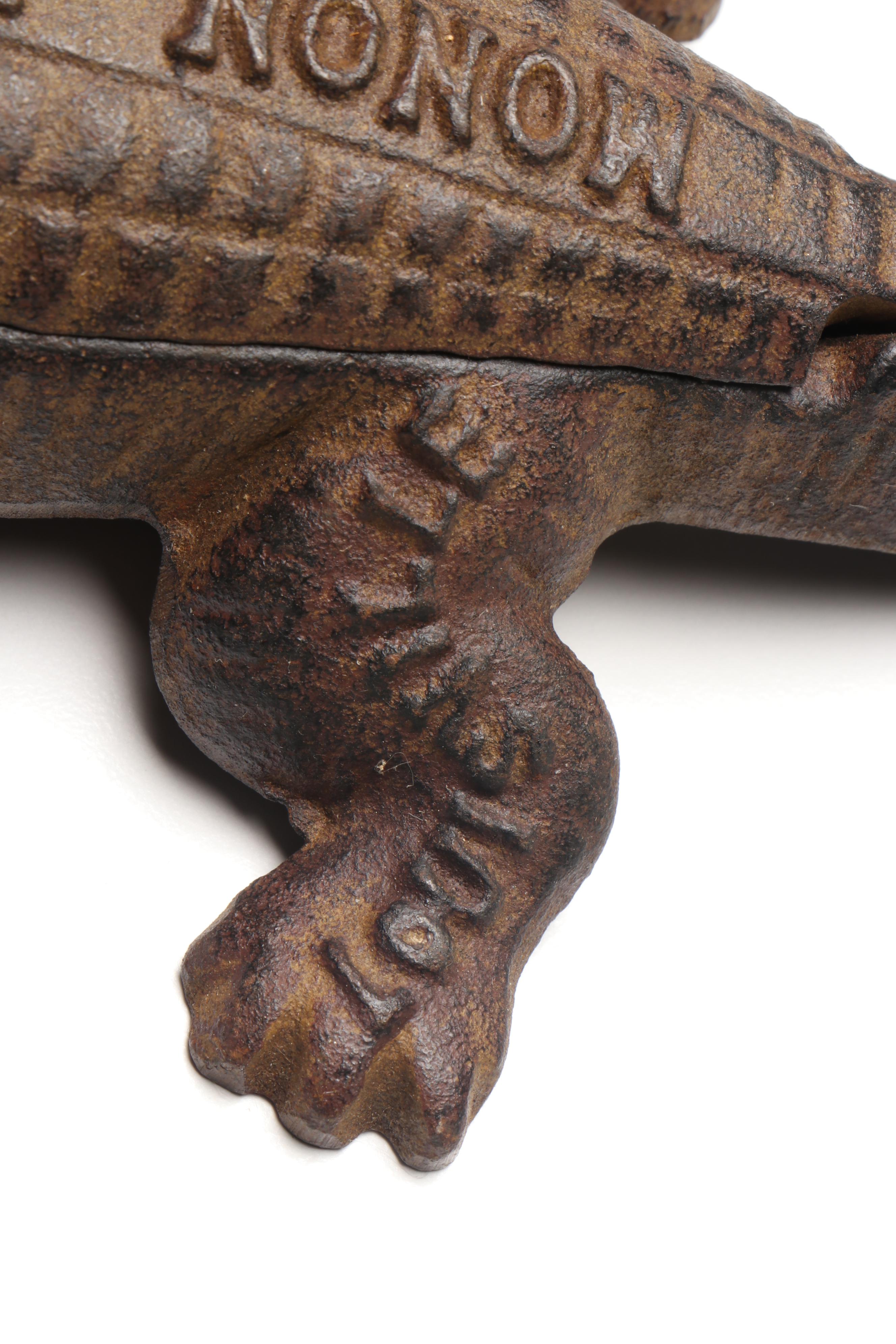 Monon Route Railroad Cast Iron Alligator Match Safe, Early 20th Century