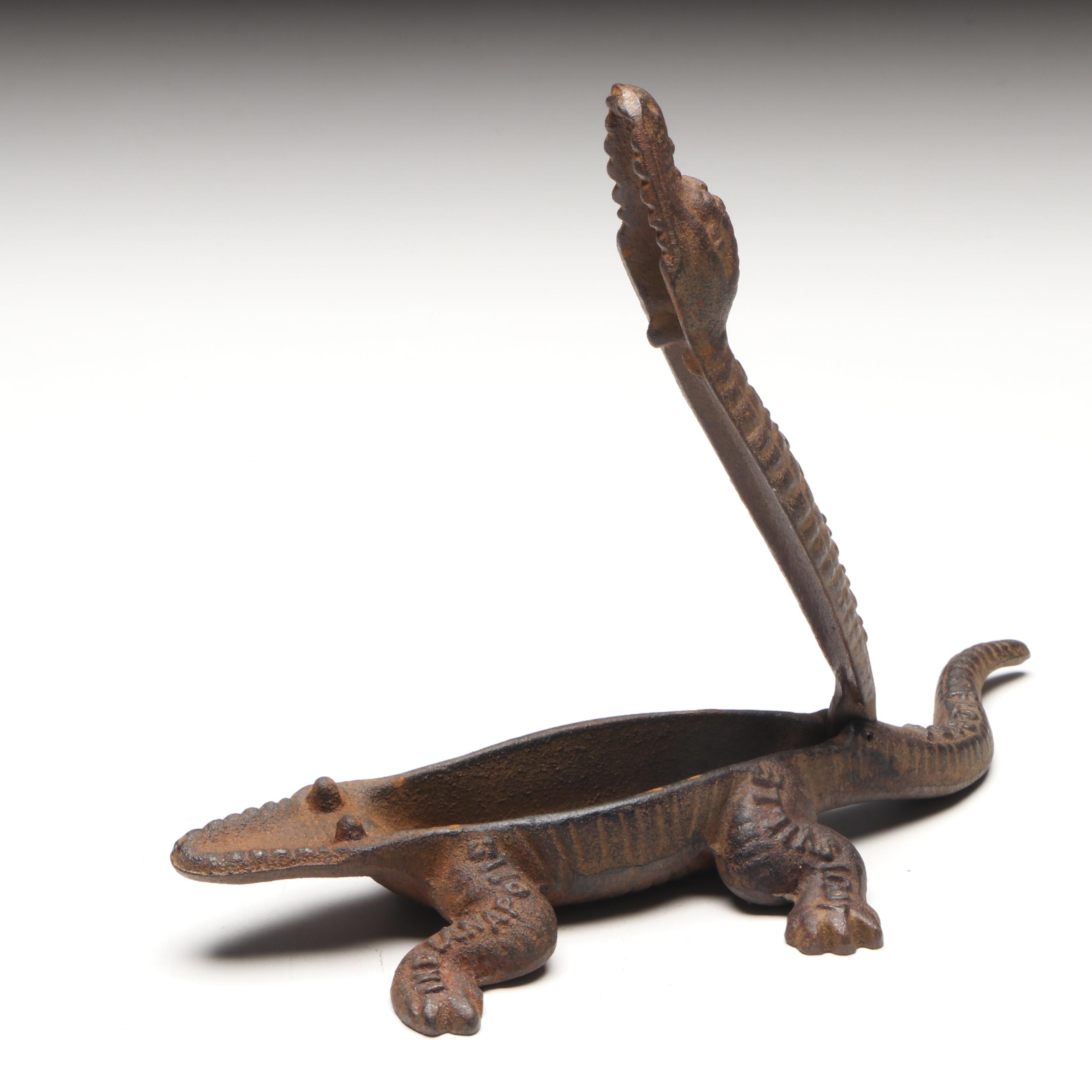 Monon Route Railroad Cast Iron Alligator Match Safe, Early 20th Century