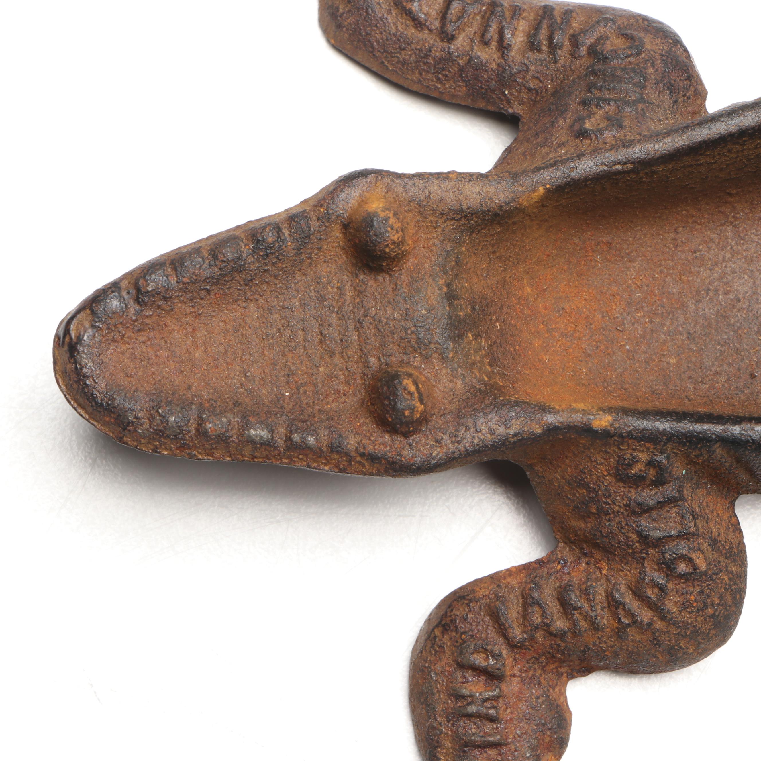 Monon Route Railroad Cast Iron Alligator Match Safe, Early 20th Century