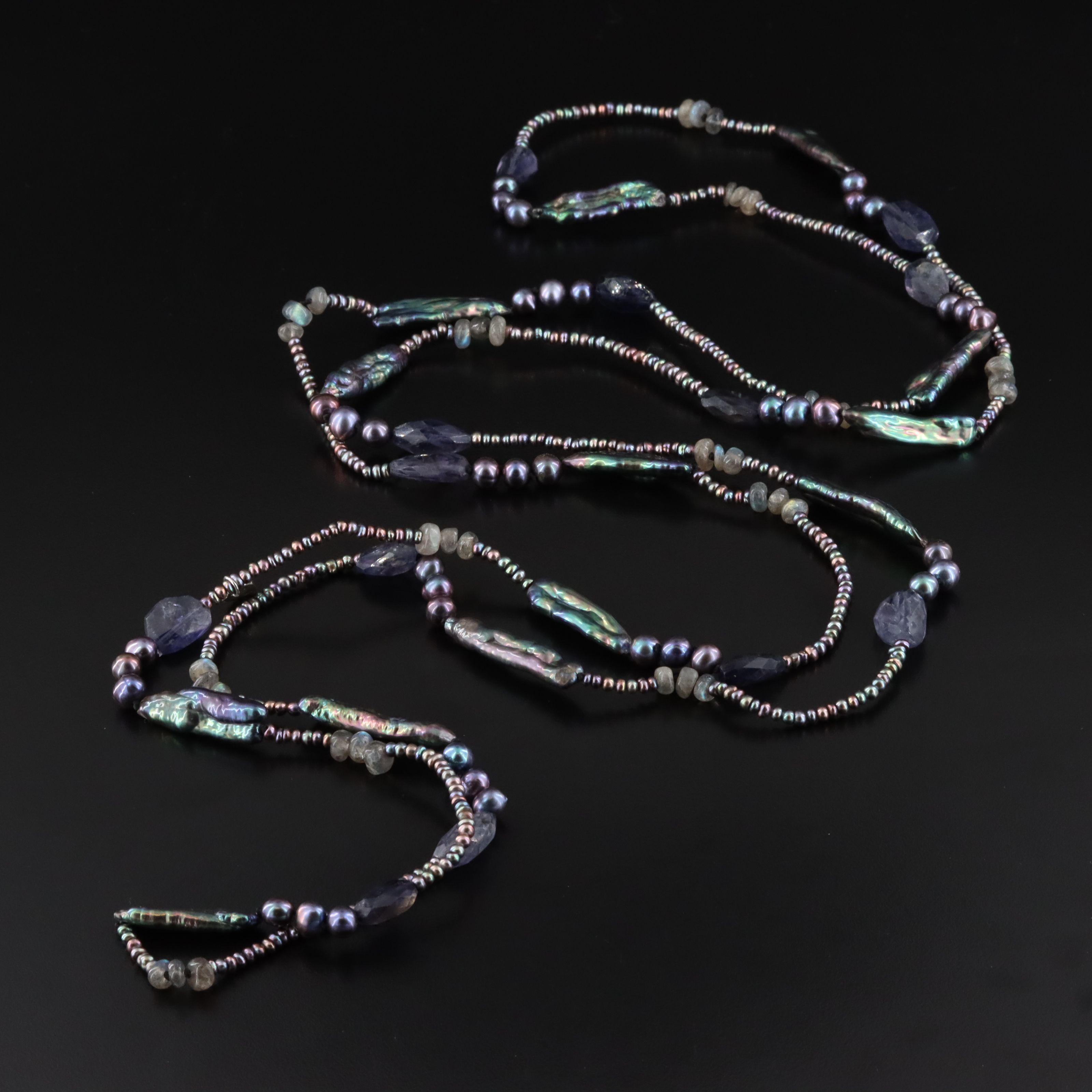 Stephen Dweck Pearl, Labradorite and Iolite Necklace