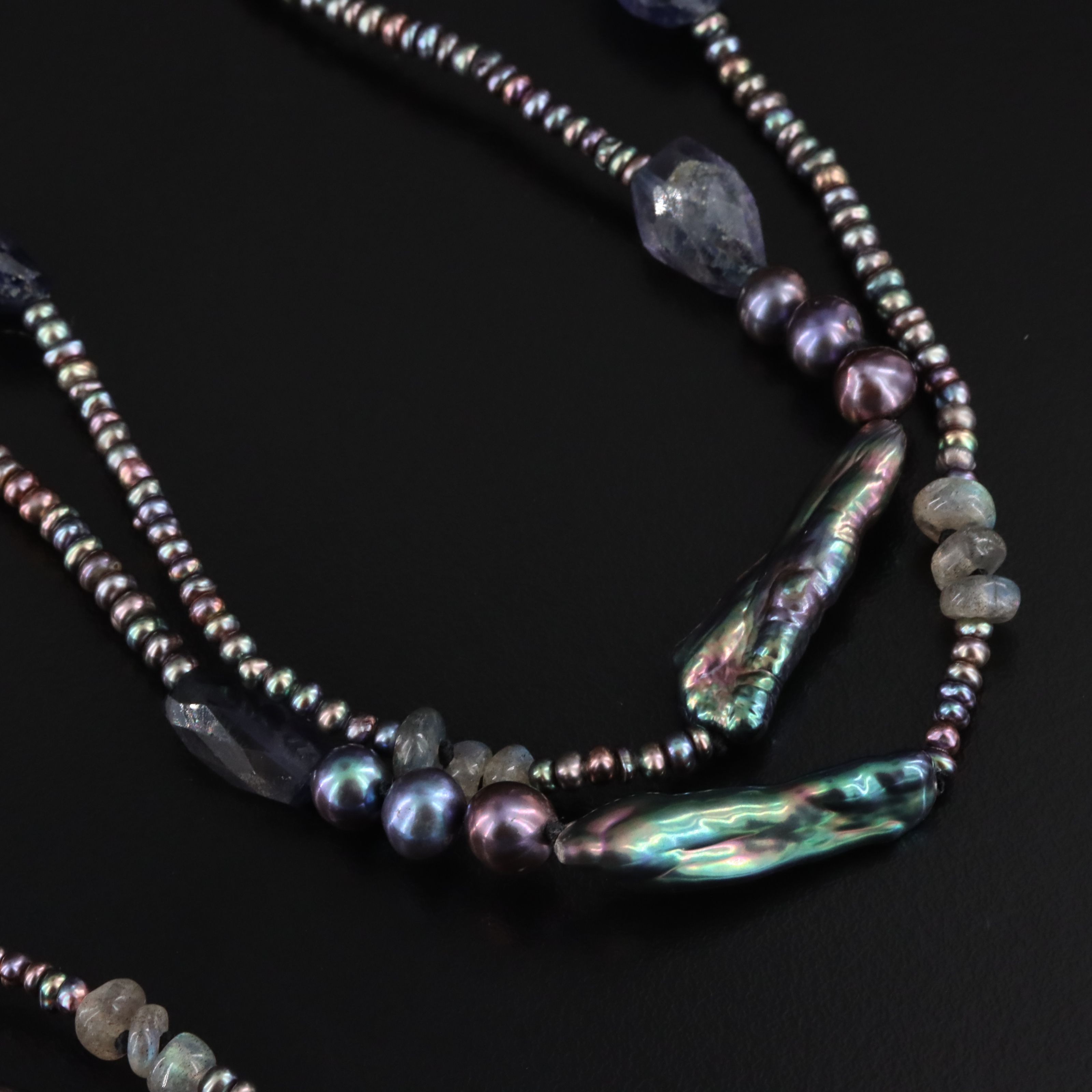 Stephen Dweck Pearl, Labradorite and Iolite Necklace