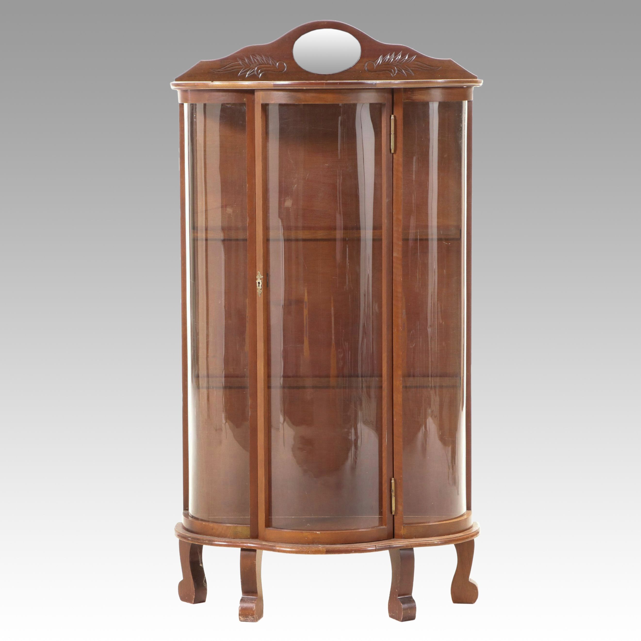 American Empire Revival Bowfront Curio Cabinet, Early 20th Century
