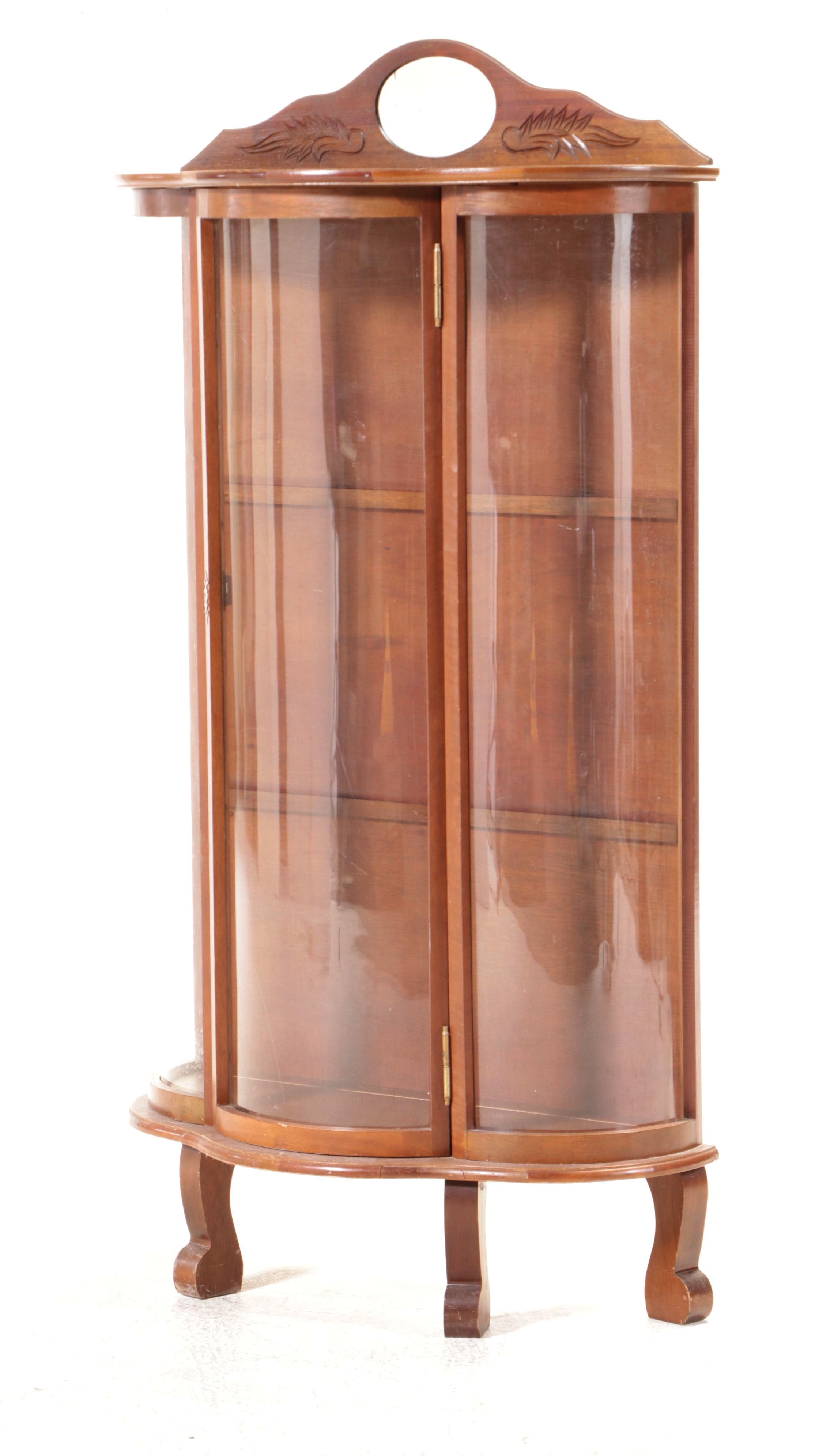 American Empire Revival Bowfront Curio Cabinet, Early 20th Century