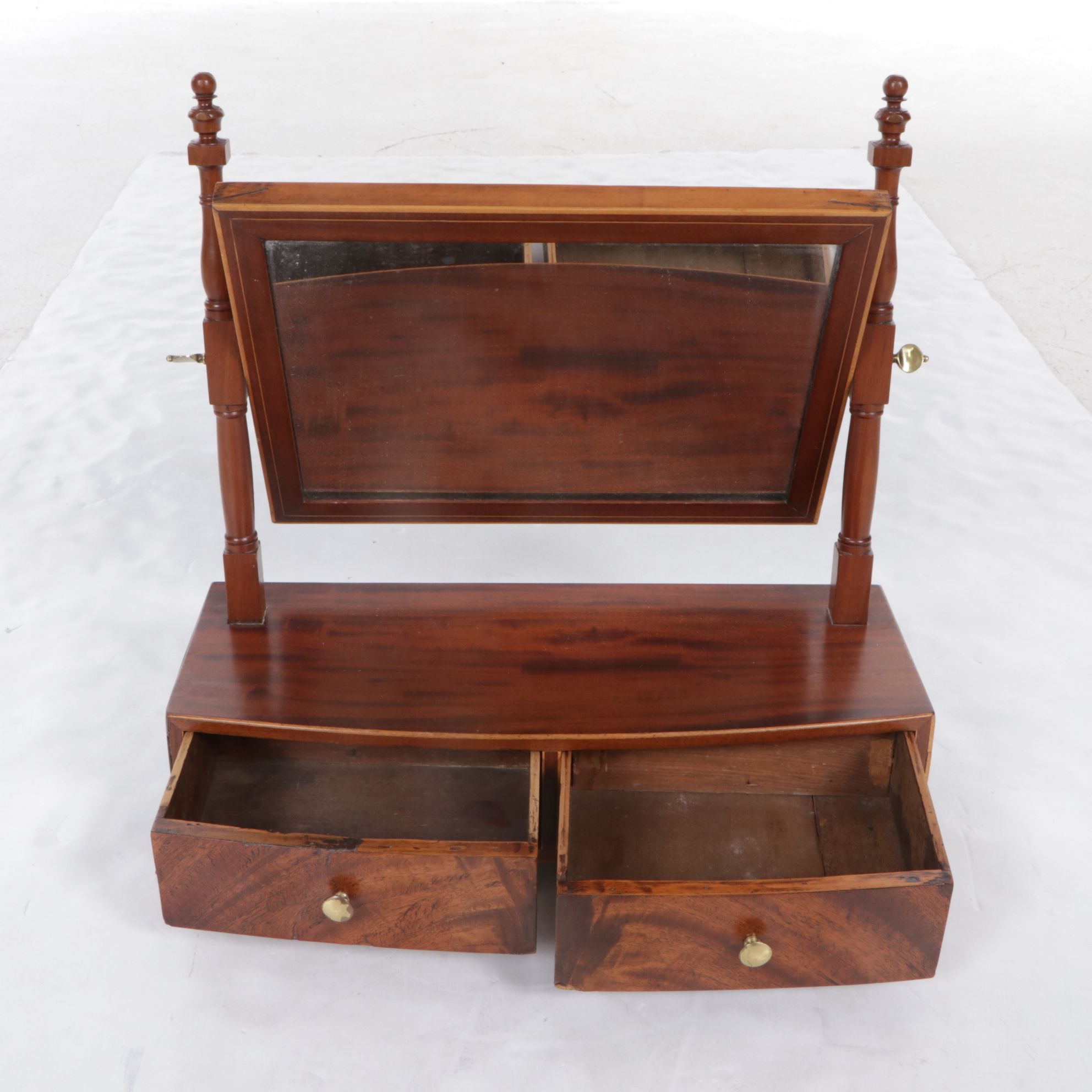 Mahogany Georgian Style Cheval Two-Drawer Dressing Table Mirror