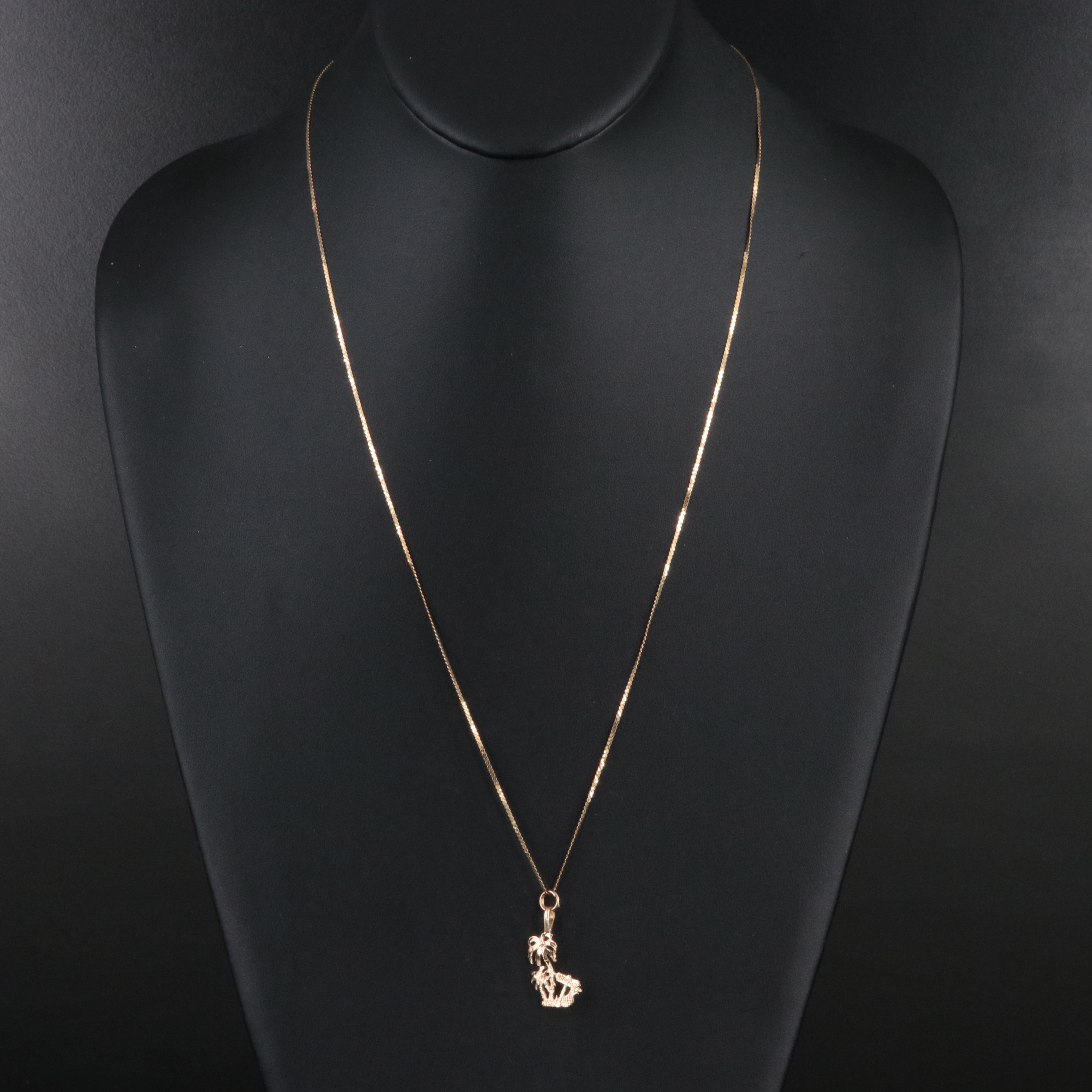14K Palm Tree Pendant Necklace
