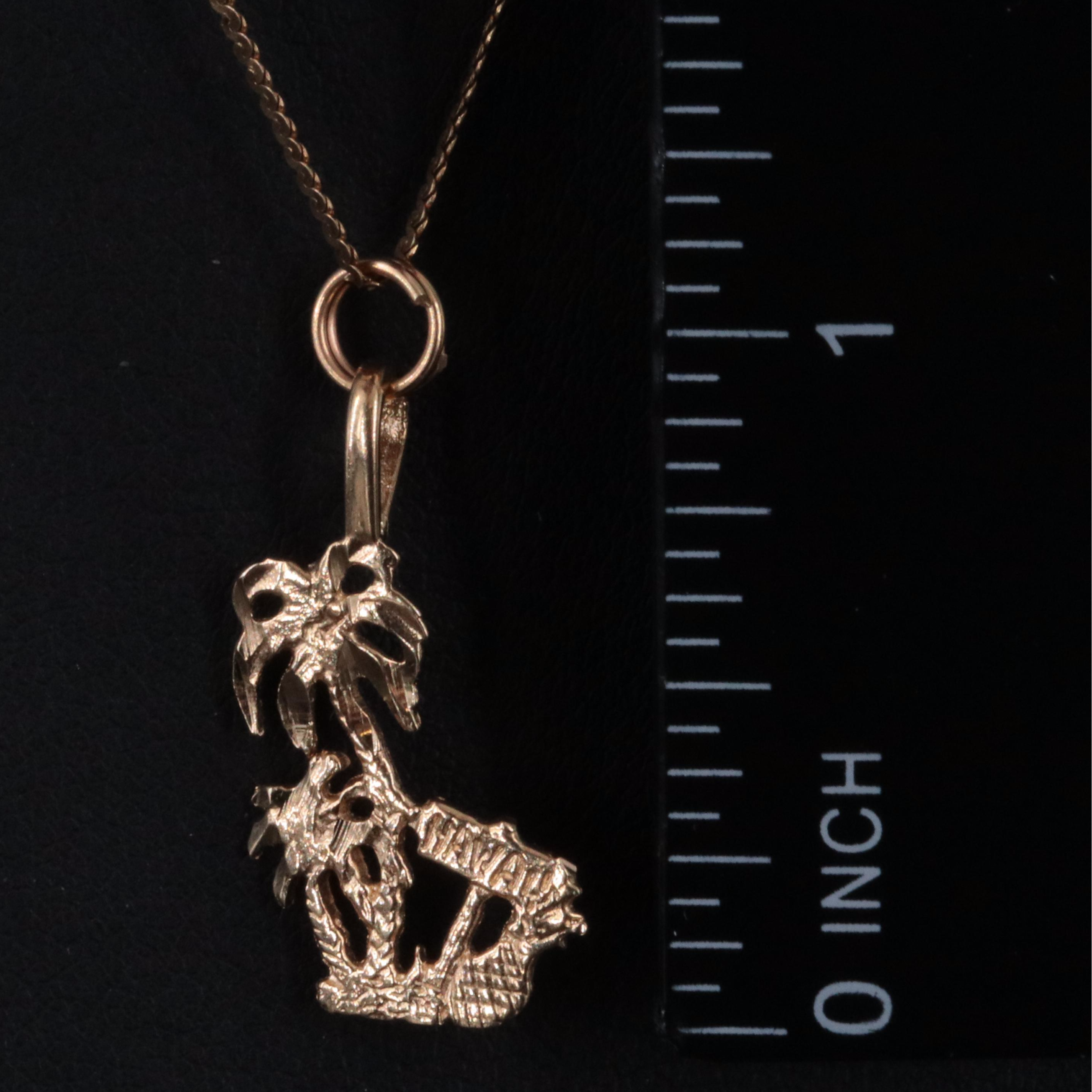14K Palm Tree Pendant Necklace