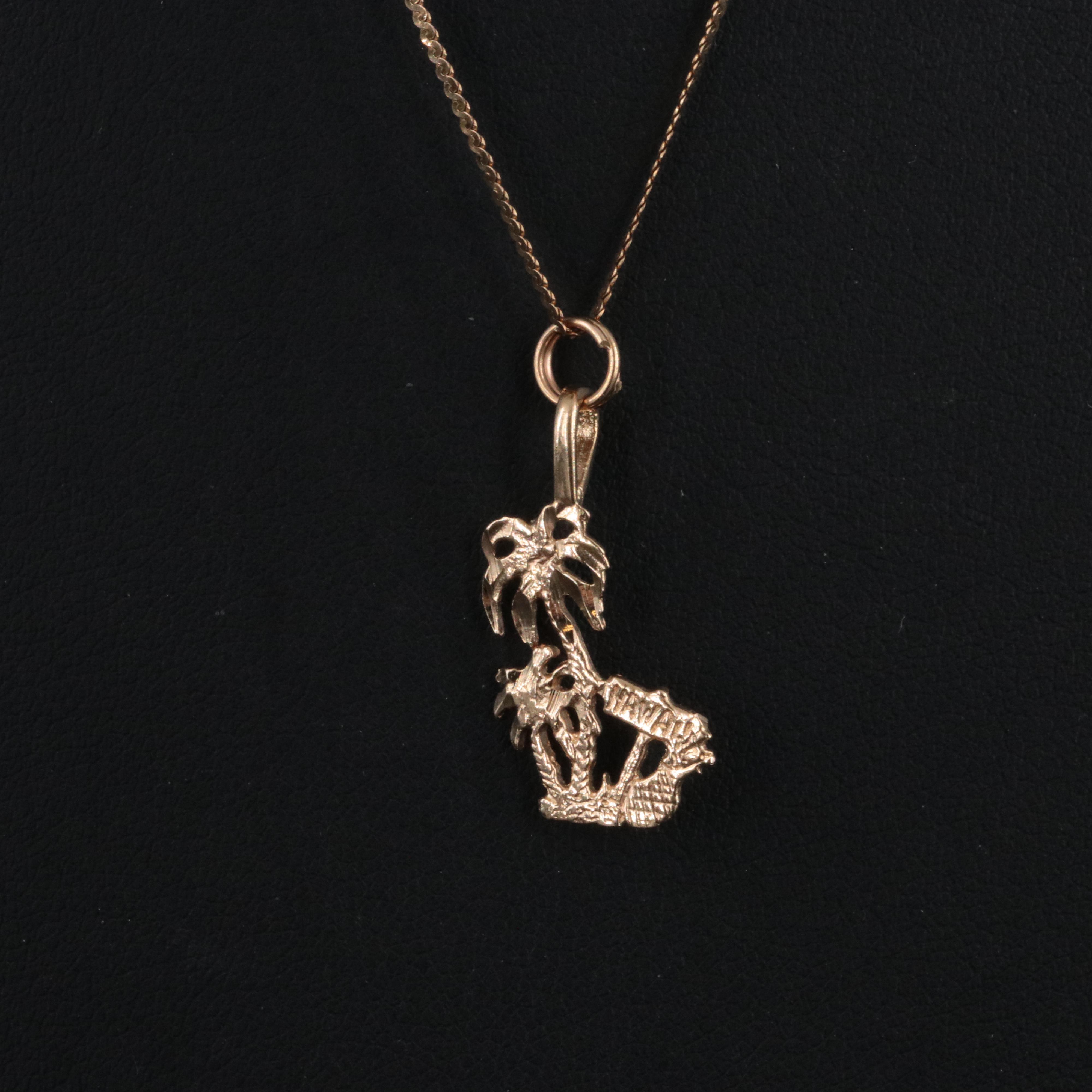 14K Palm Tree Pendant Necklace