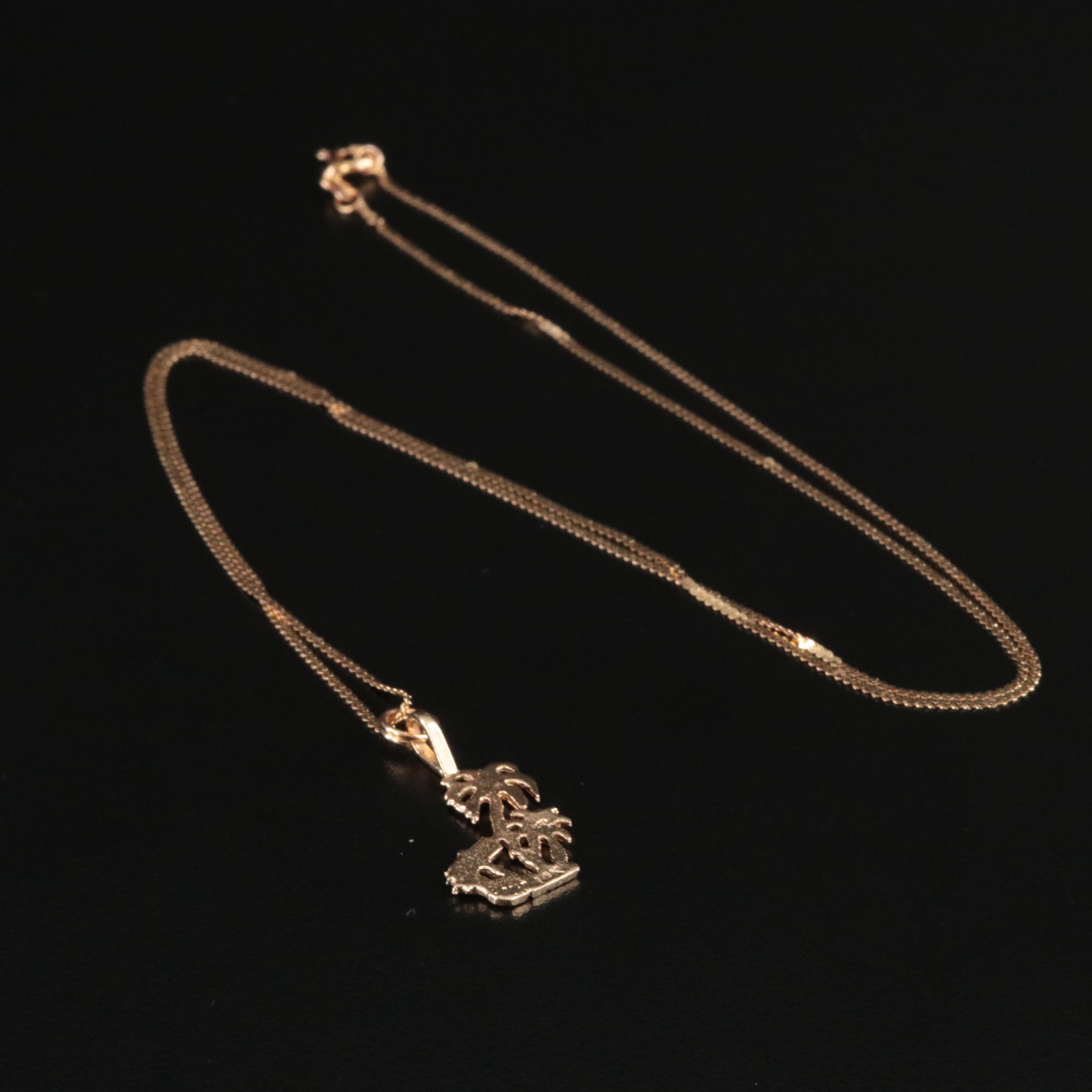 14K Palm Tree Pendant Necklace