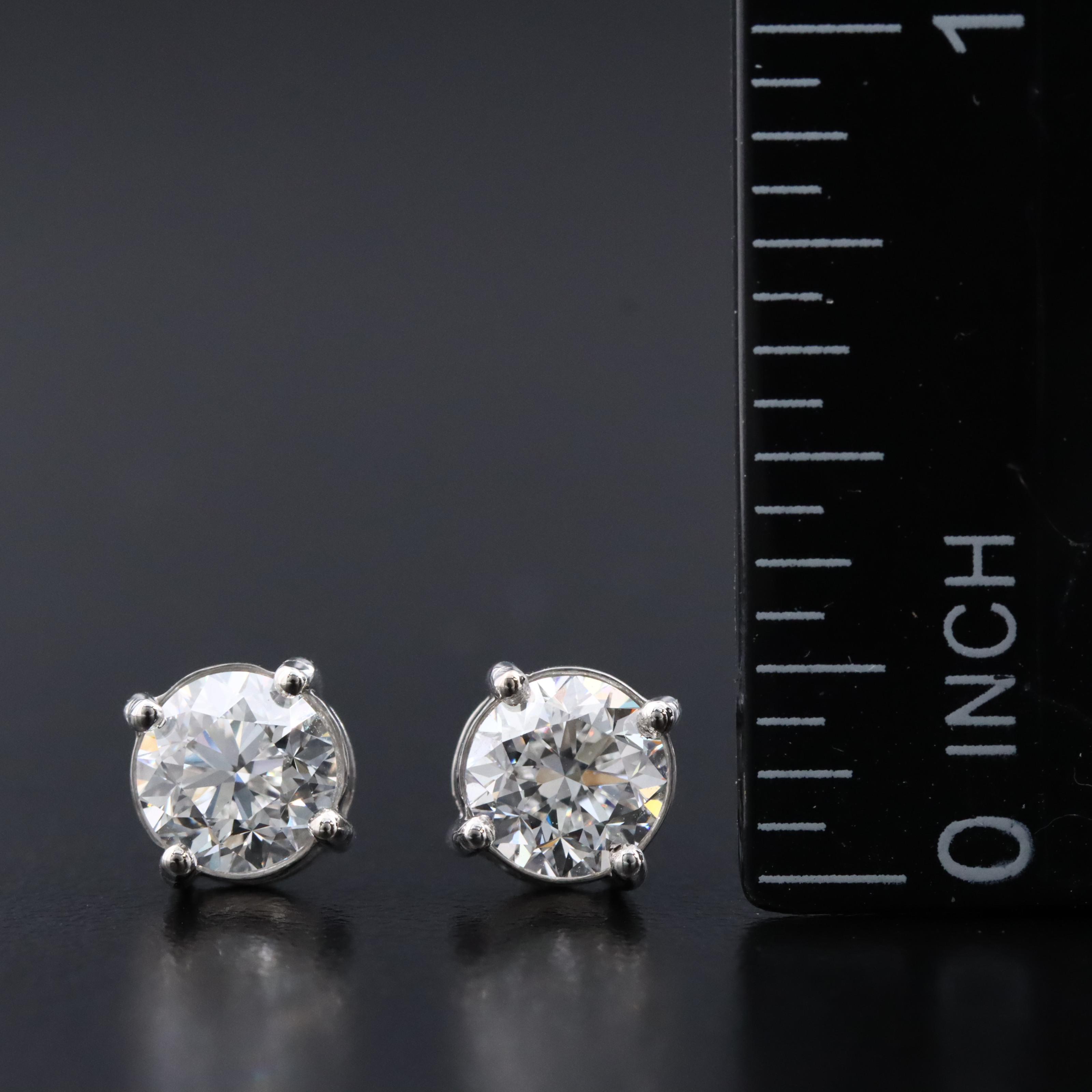 Platinum 2.00 CTW Diamond Stud Earrings with GIA Reports