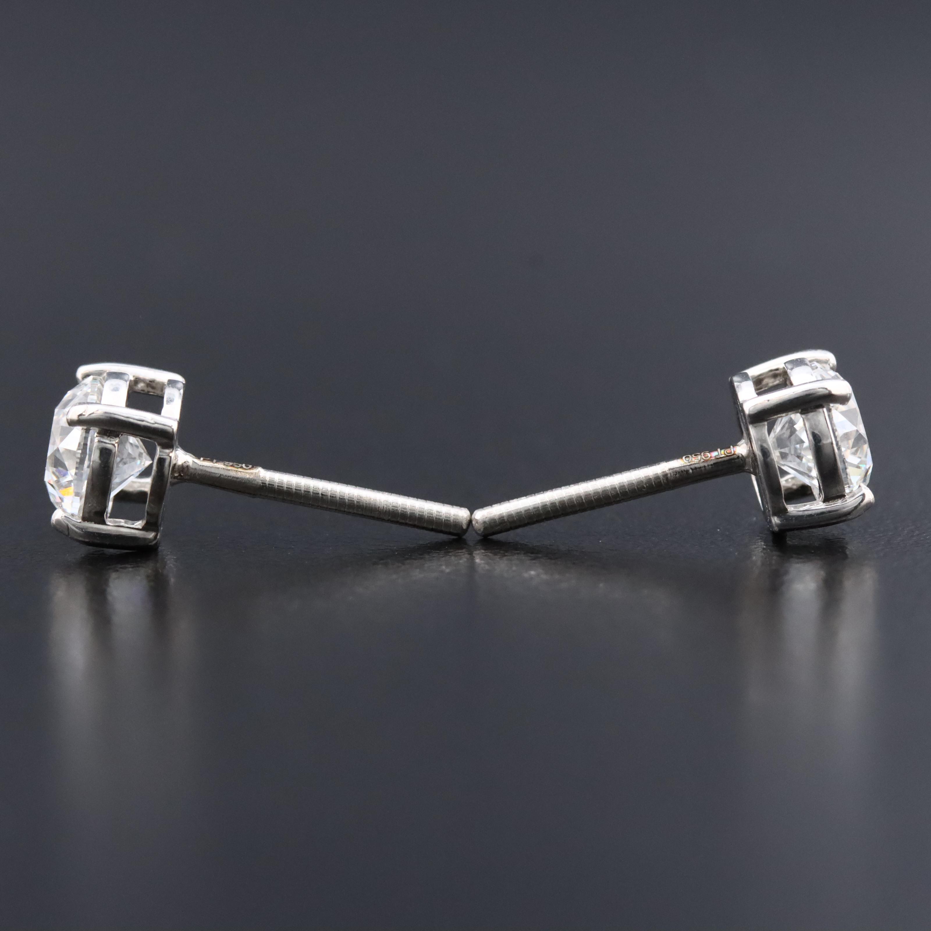 Platinum 2.00 CTW Diamond Stud Earrings with GIA Reports
