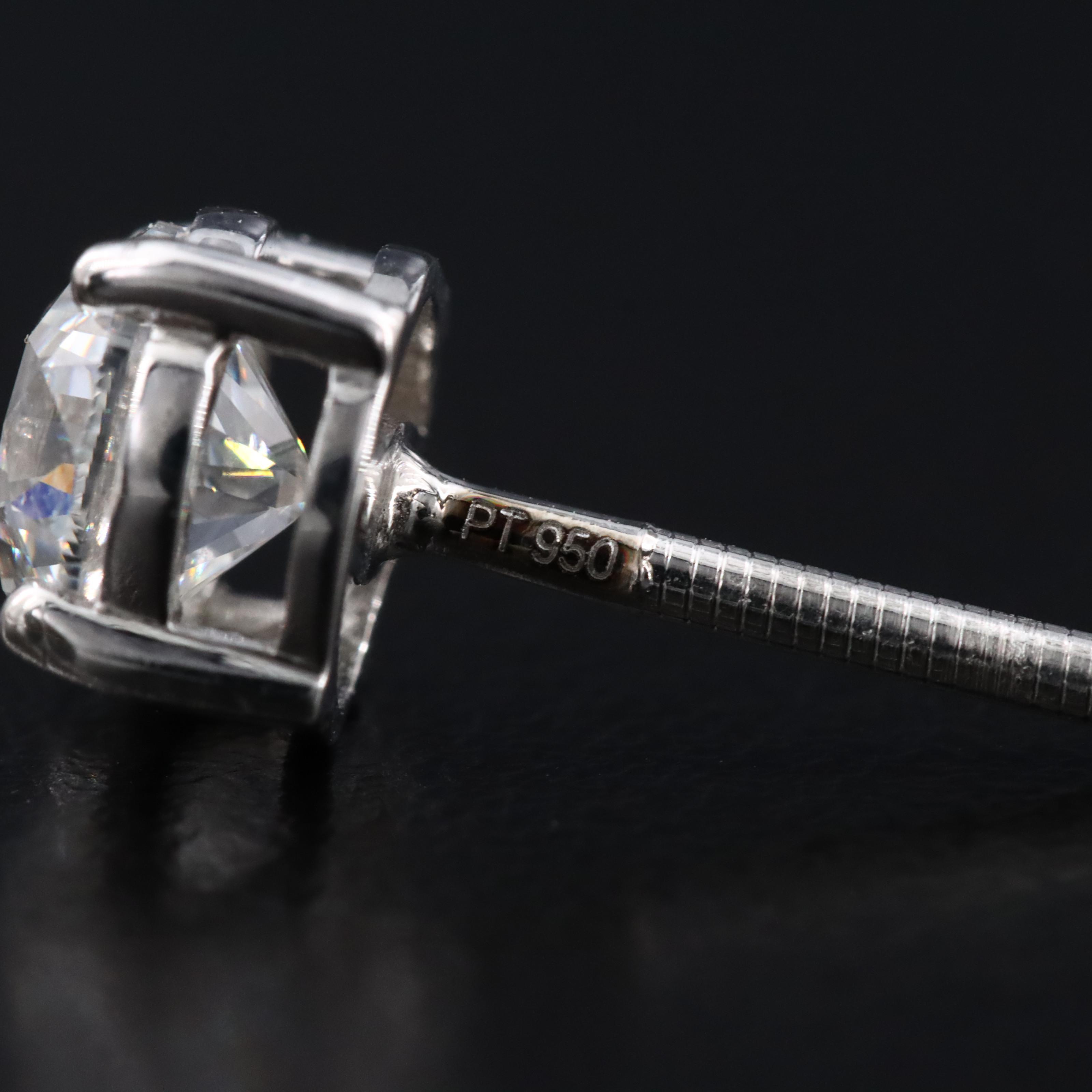 Platinum 2.00 CTW Diamond Stud Earrings with GIA Reports