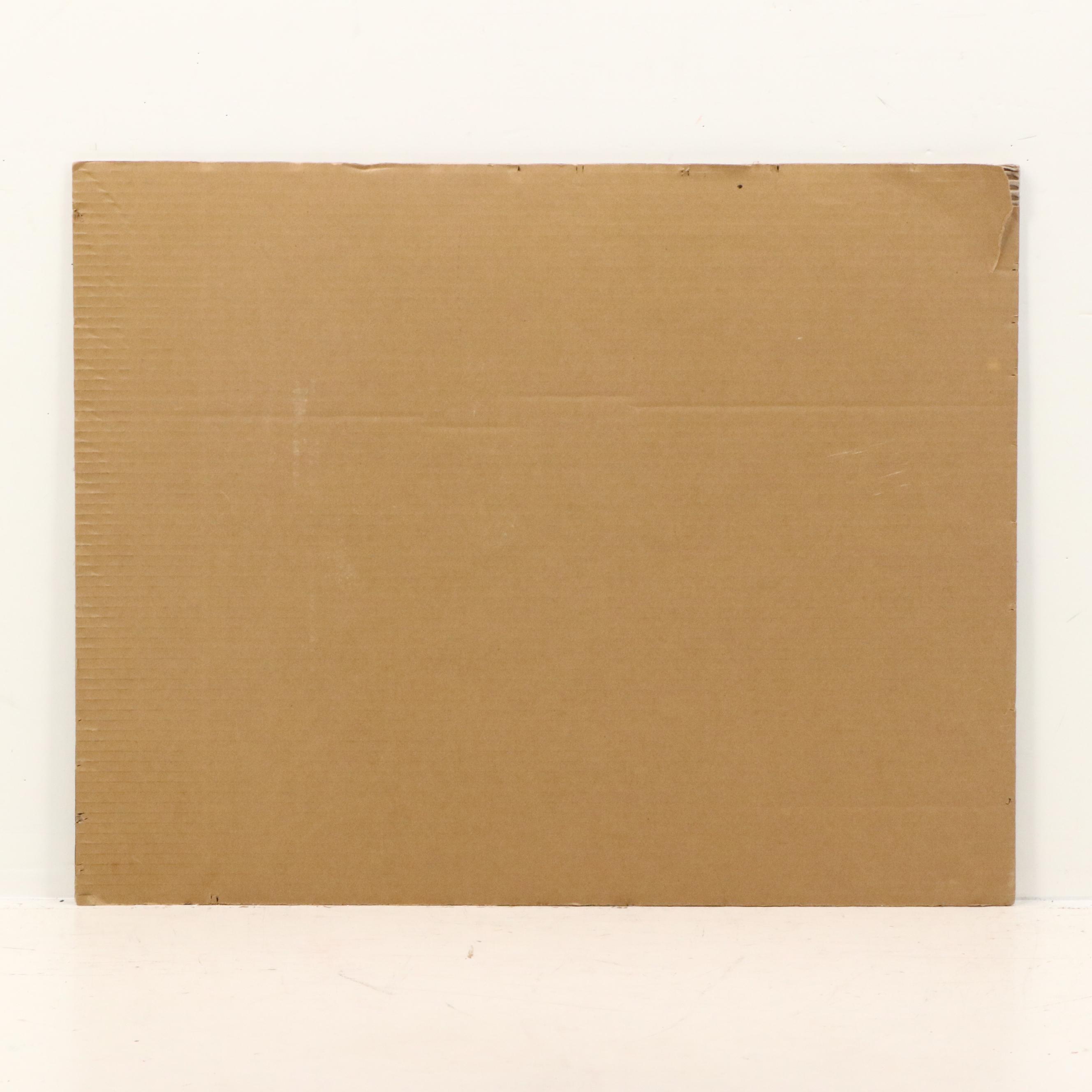 Offset Lithograph of Beach Scene with Dock on Cardboard