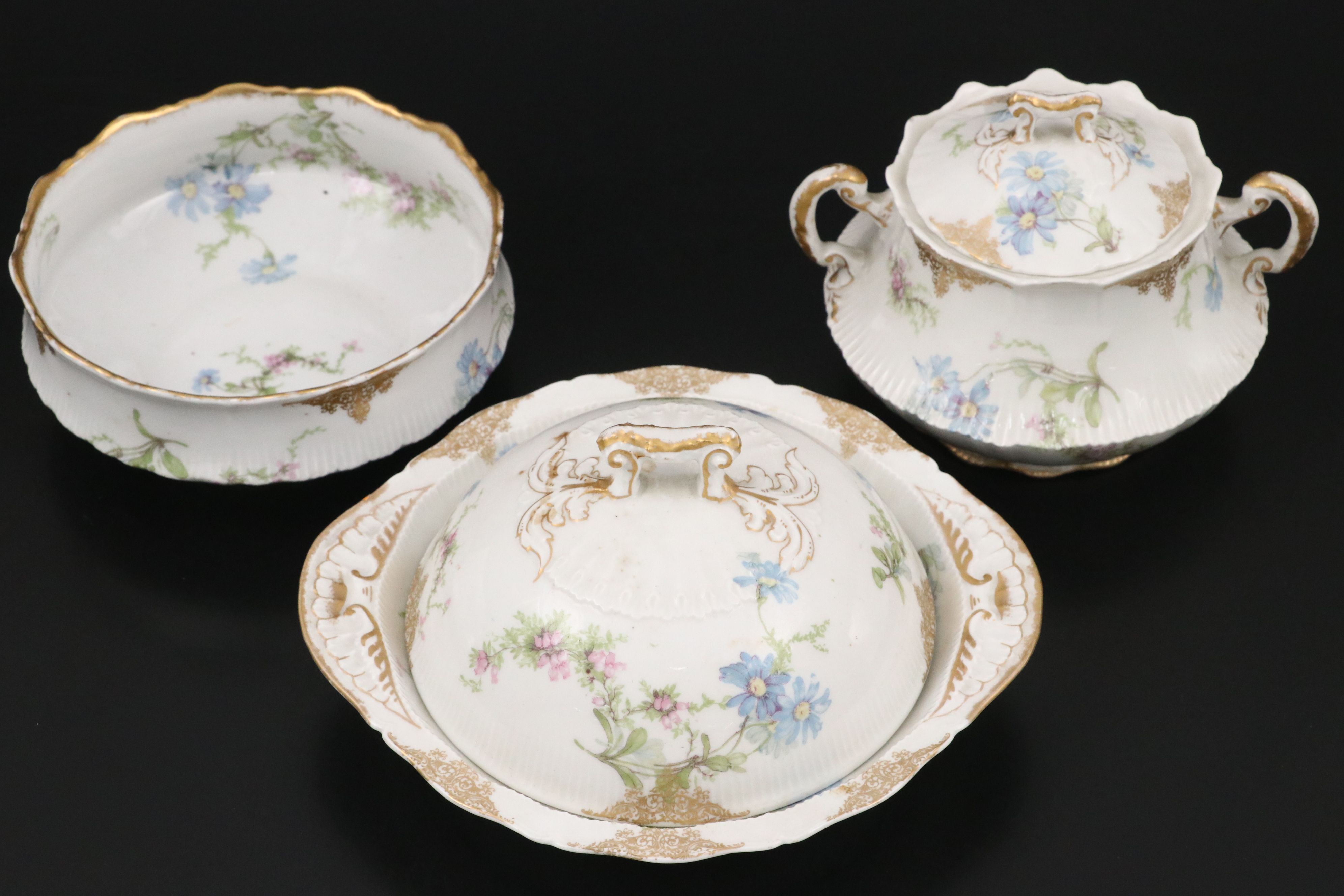 French and German Floral Porcelain Serveware