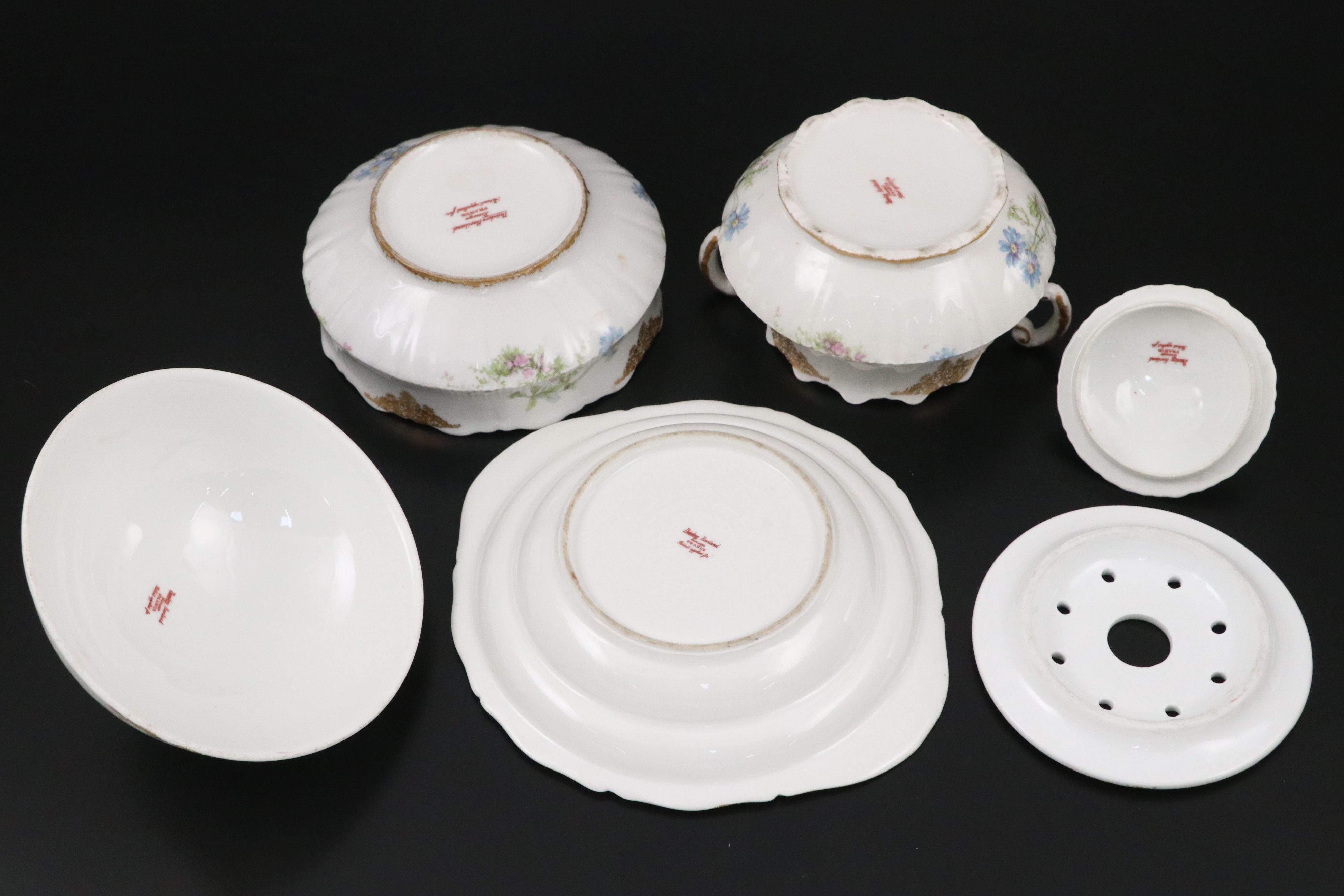 French and German Floral Porcelain Serveware