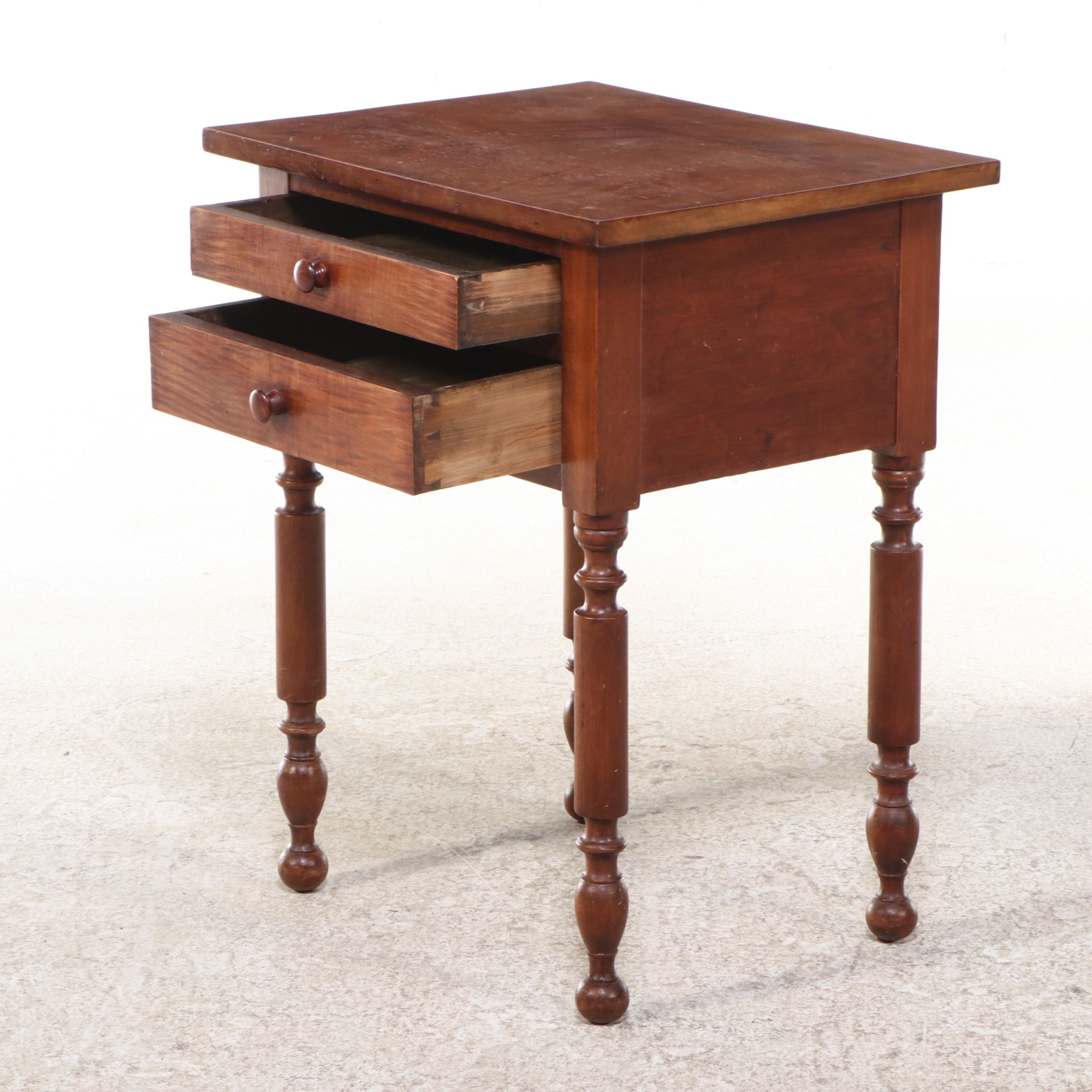 American Primitive Cherry Two-Drawer Stand, Mid-19th Century