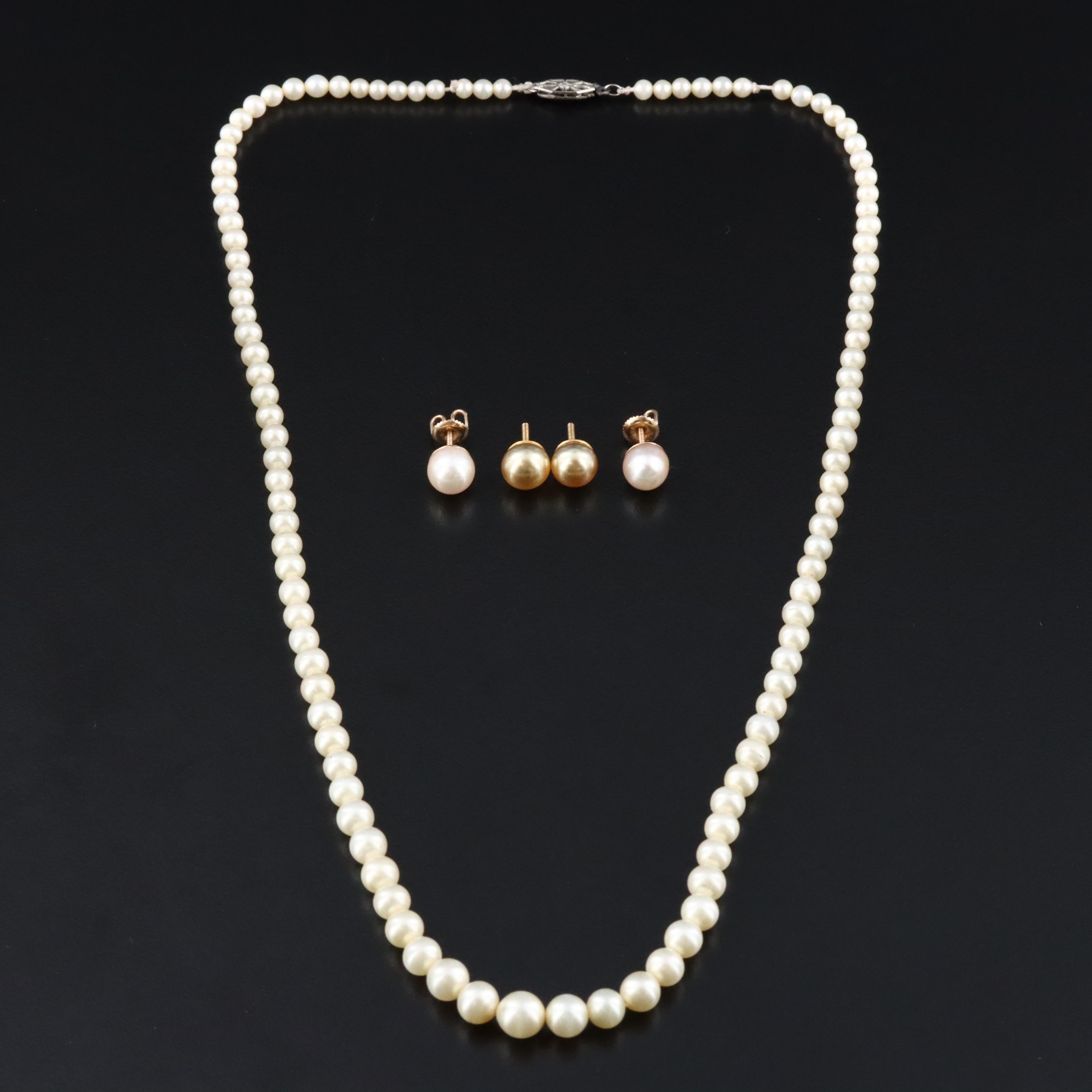 Collection of Pearl and Faux Pearl Jewelry with 10K and 14K