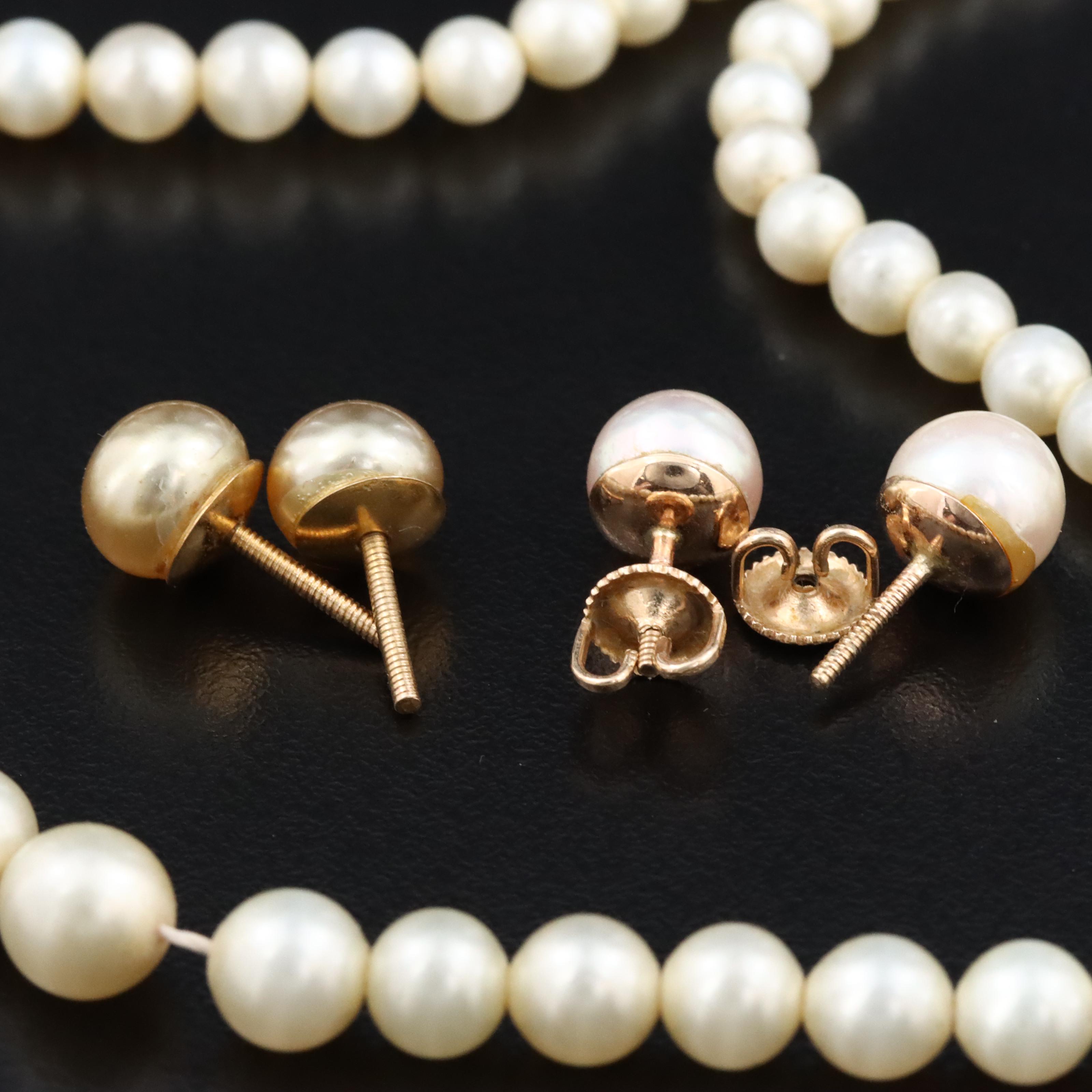 Collection of Pearl and Faux Pearl Jewelry with 10K and 14K