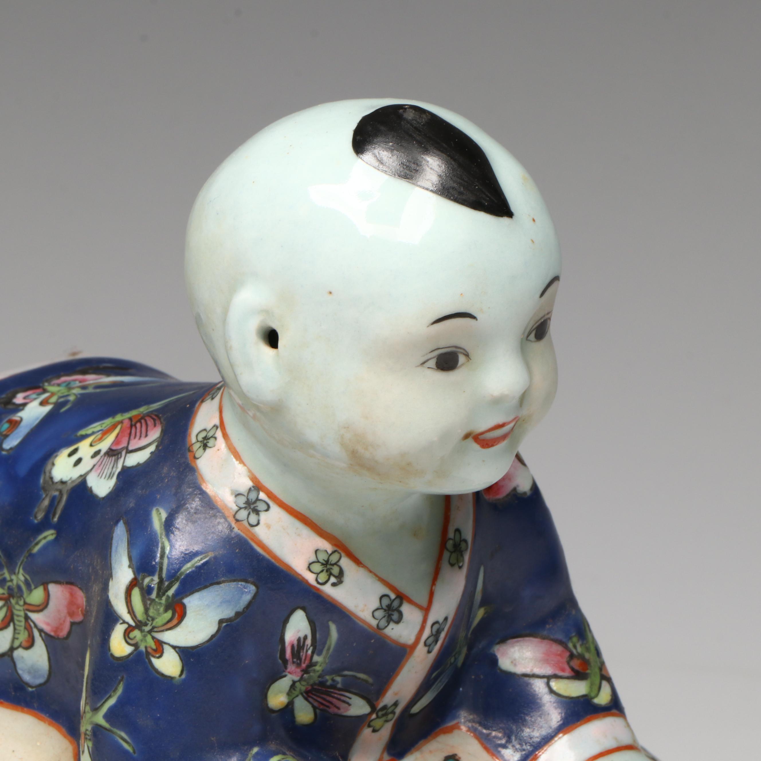 Chinese Famille Rose Boy Riding Sea Turtle Porcelain Lidded Box