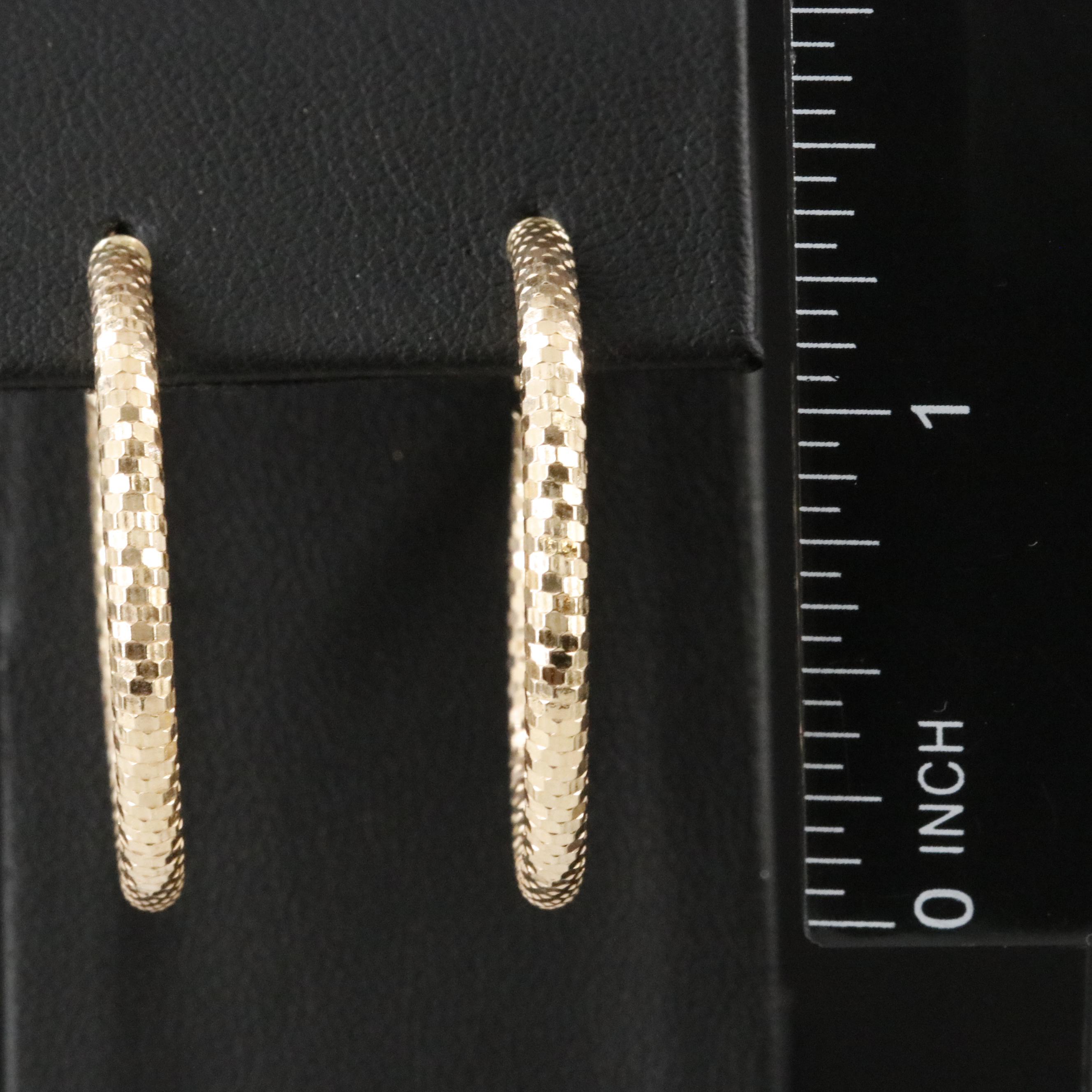 14K Hoop Earrings with Diamond-Cut Finish
