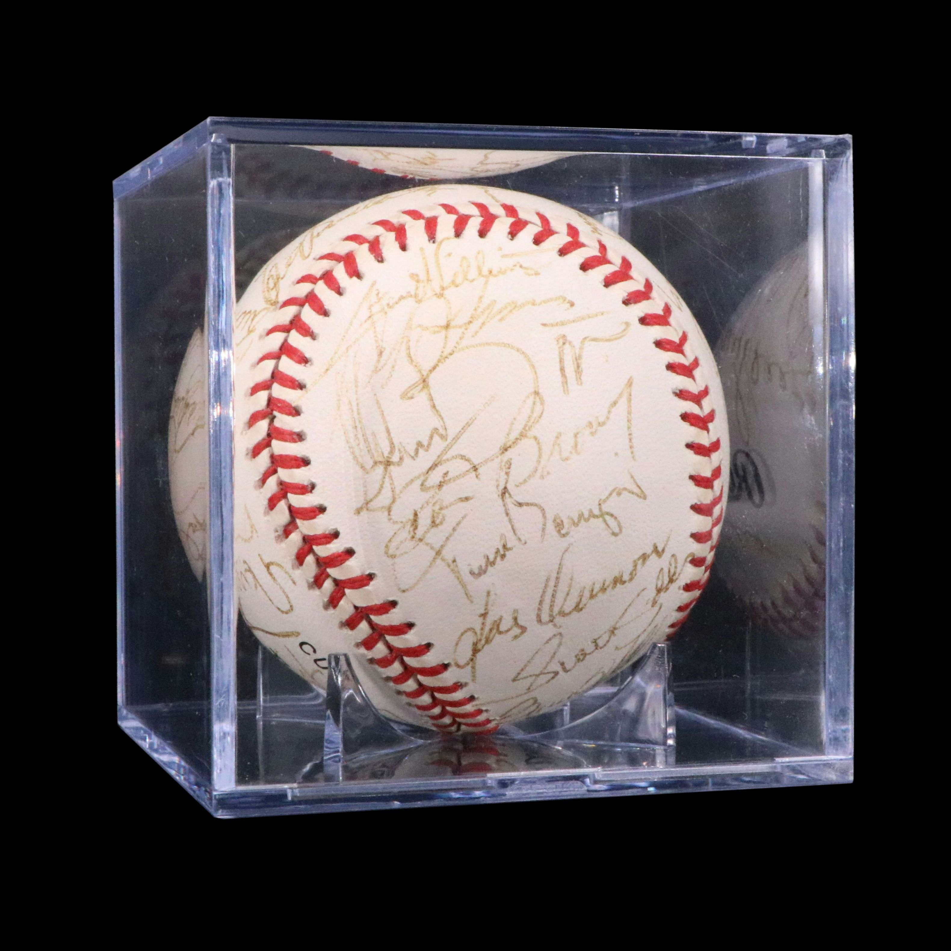 1990 Cincinnati Reds Team Signed Baseball with Tony Perez and Barry Larkin, JSA