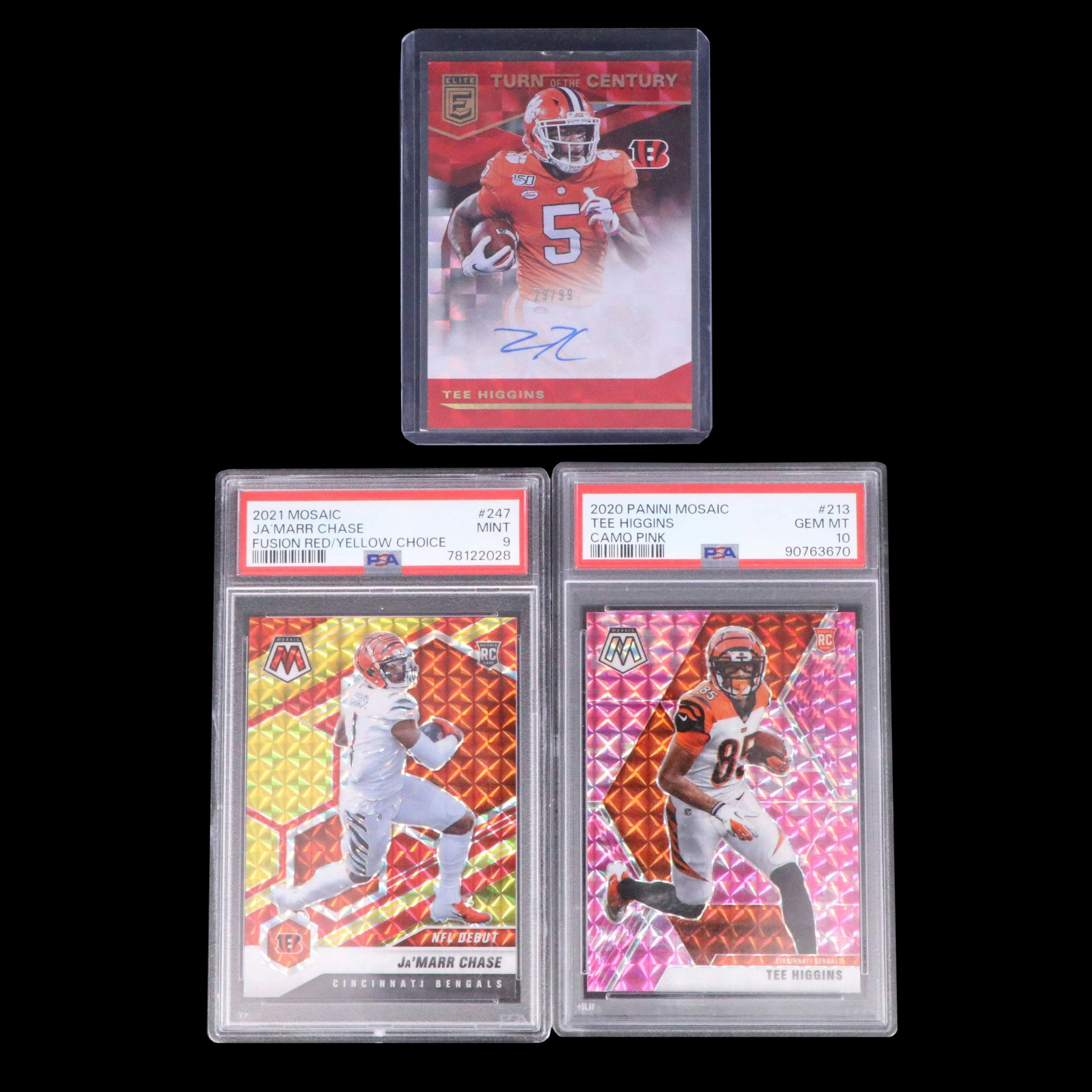 Tee Higgins and Ja'Marr Chase Rookie Cards with Signed, Graded, and Numbered