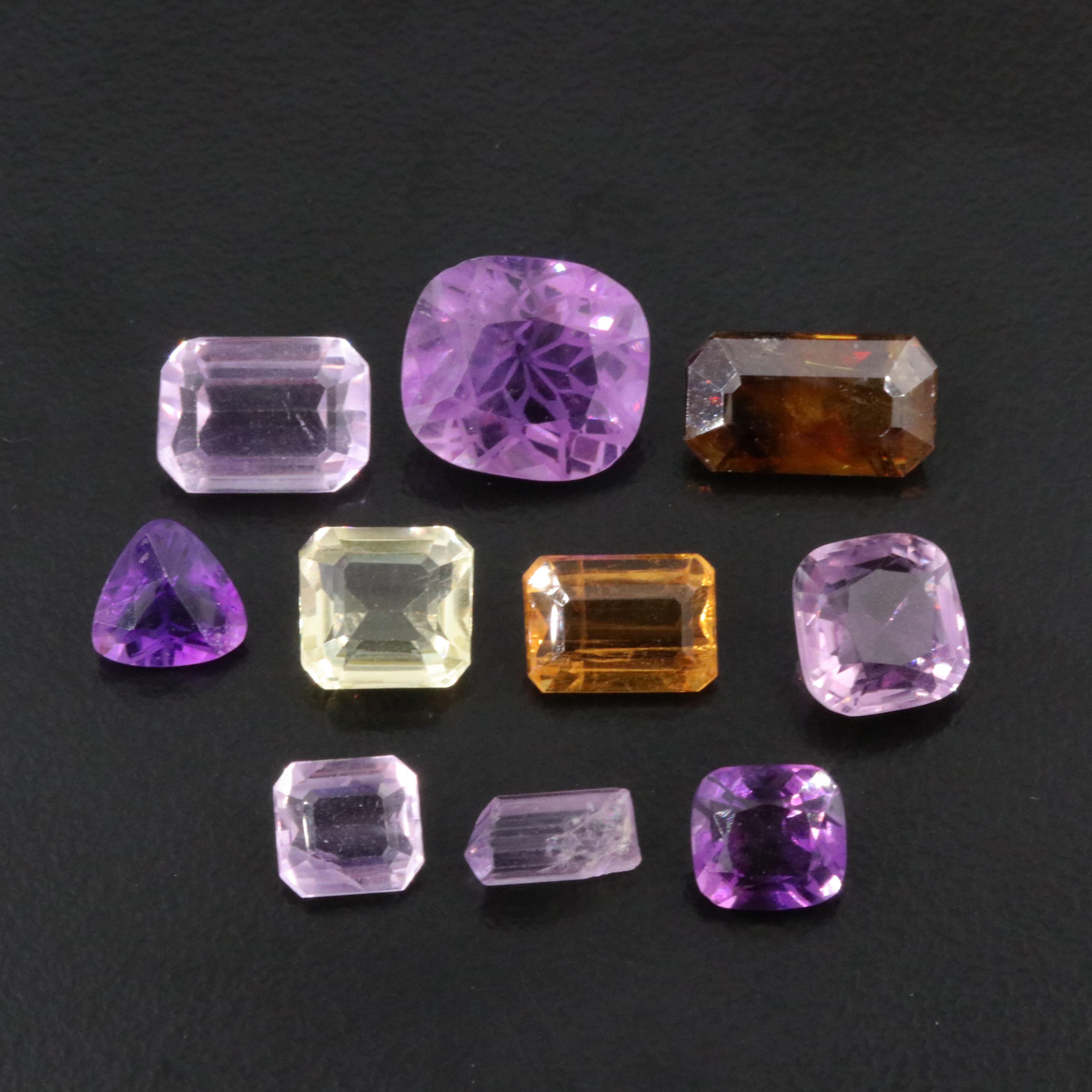 Loose 22.73 CTW Gemstone Lot Including Amethyst, Citrine and Sphene