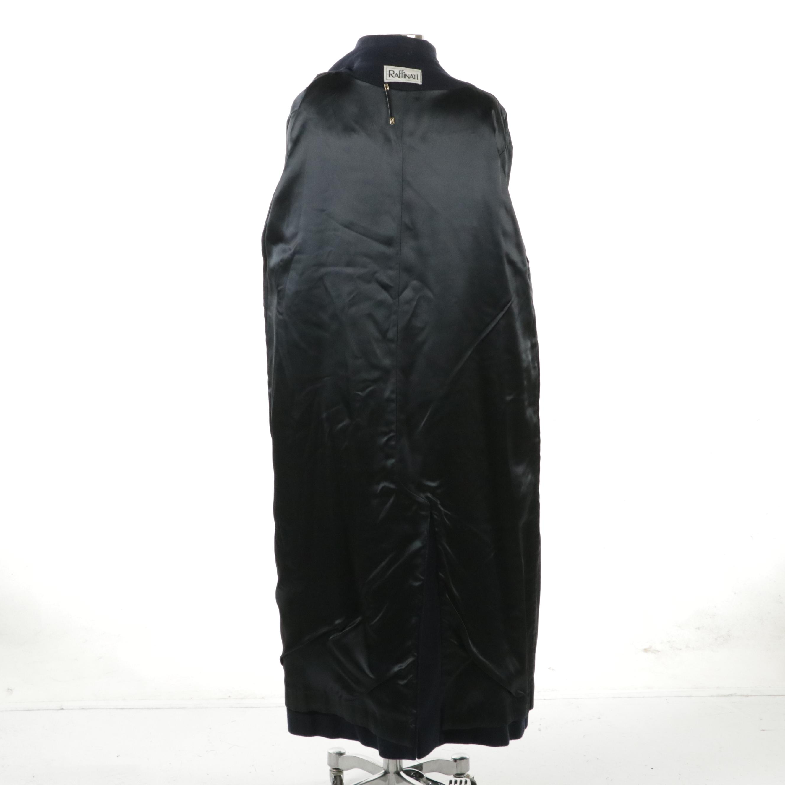 Raffinati Vintage Navy Wool/Cashmere Double-Breasted Padded Shoulder Long Coat