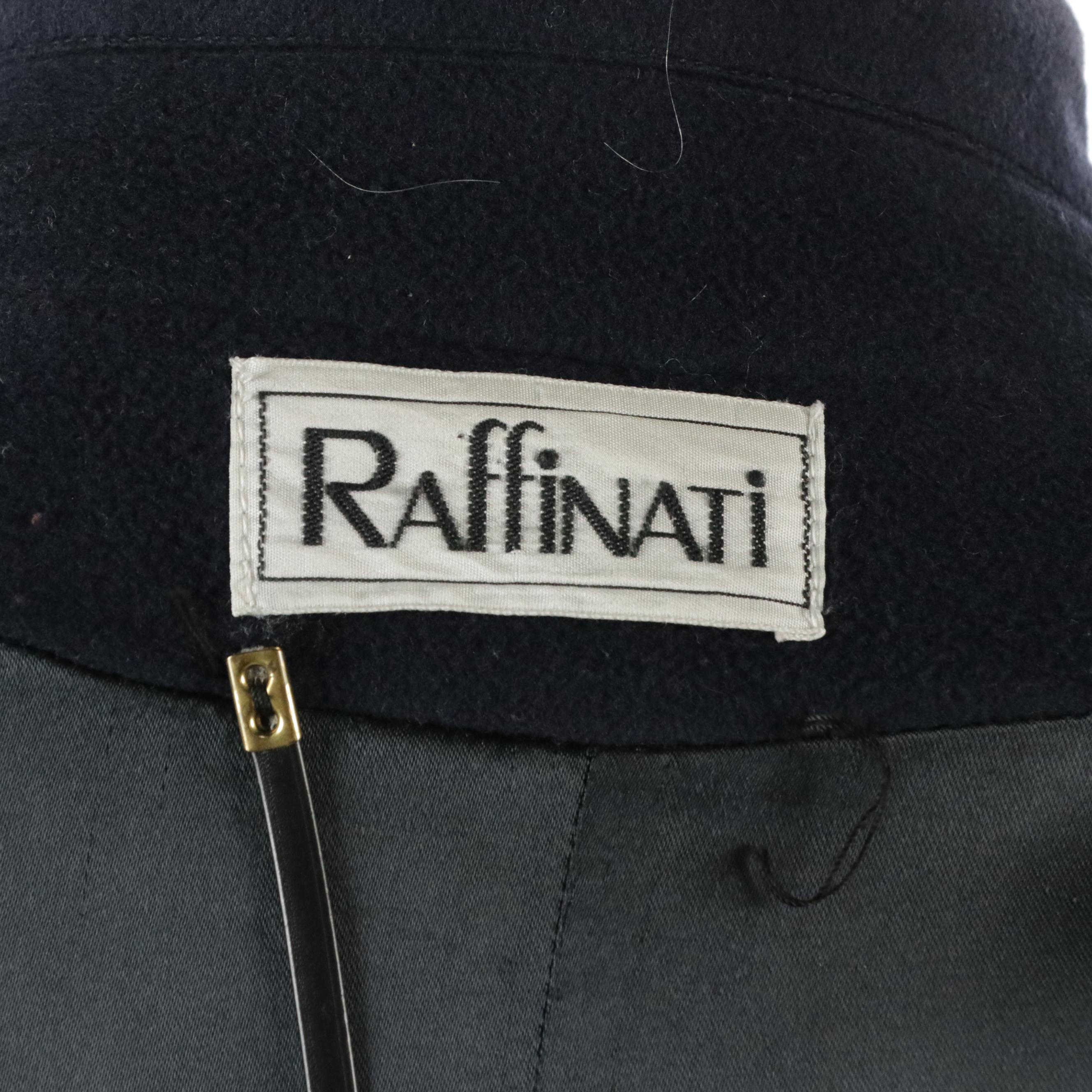 Raffinati Vintage Navy Wool/Cashmere Double-Breasted Padded Shoulder Long Coat