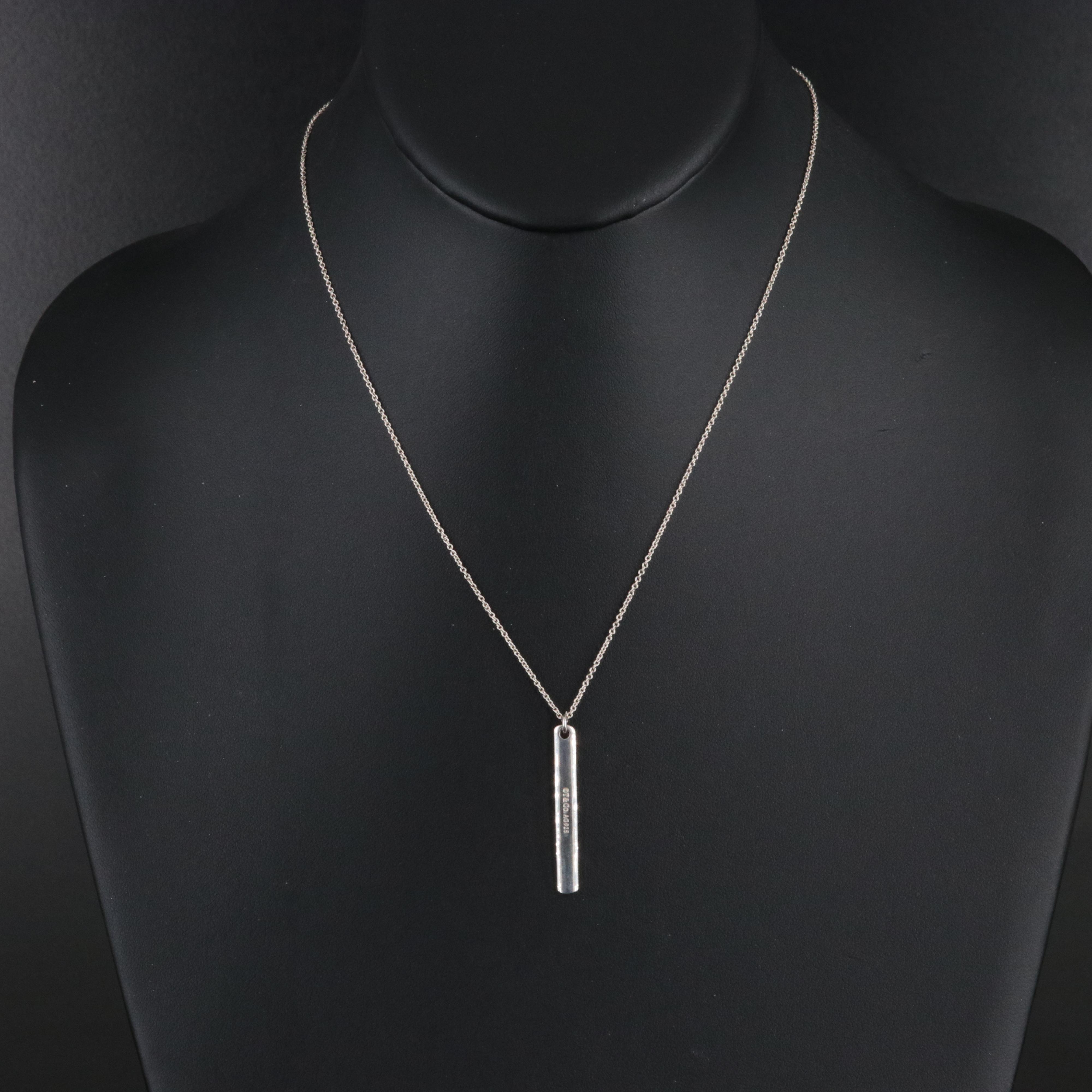 Tiffany & Co. 1837 Sterling Narrow Bar Plate Necklace