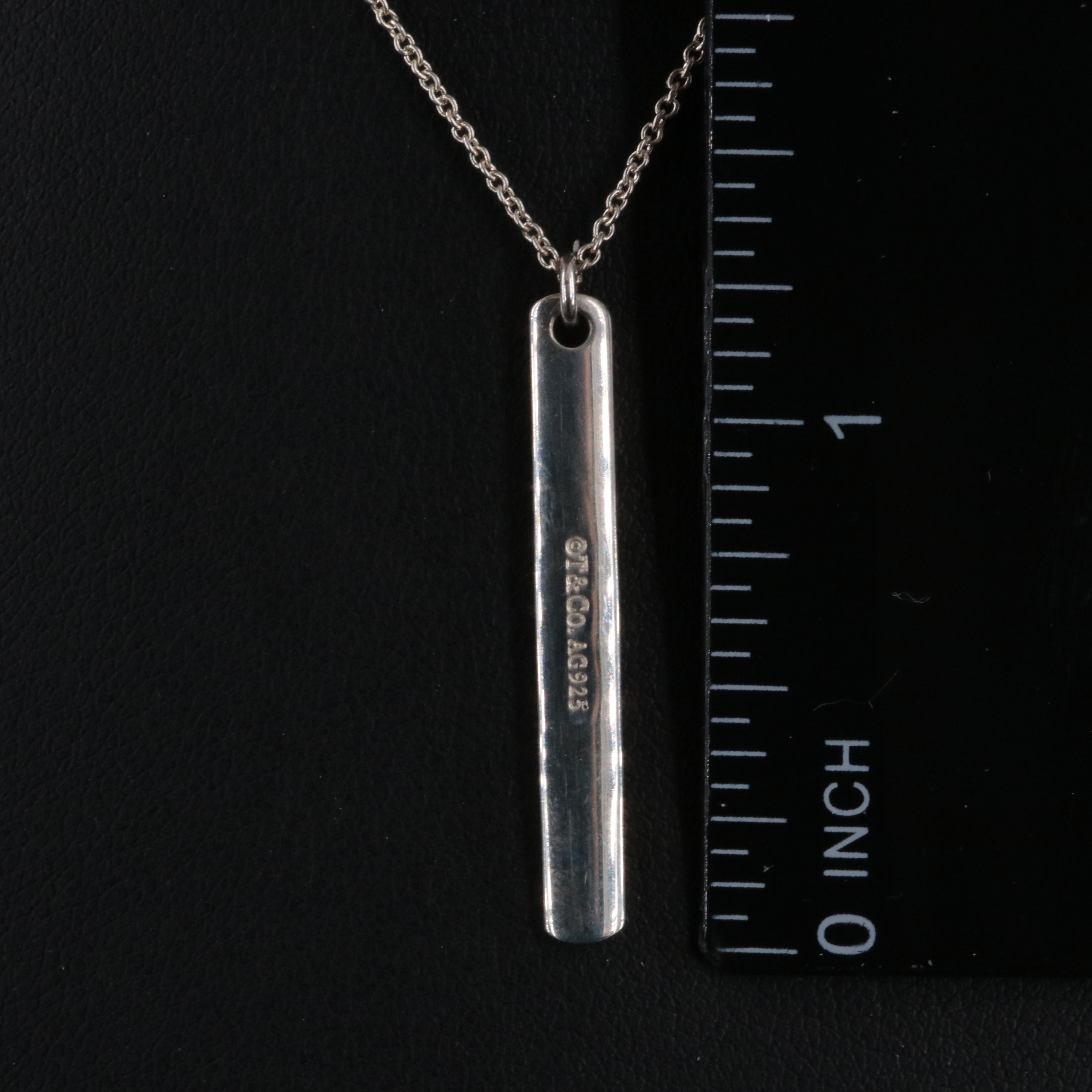 Tiffany & Co. 1837 Sterling Narrow Bar Plate Necklace