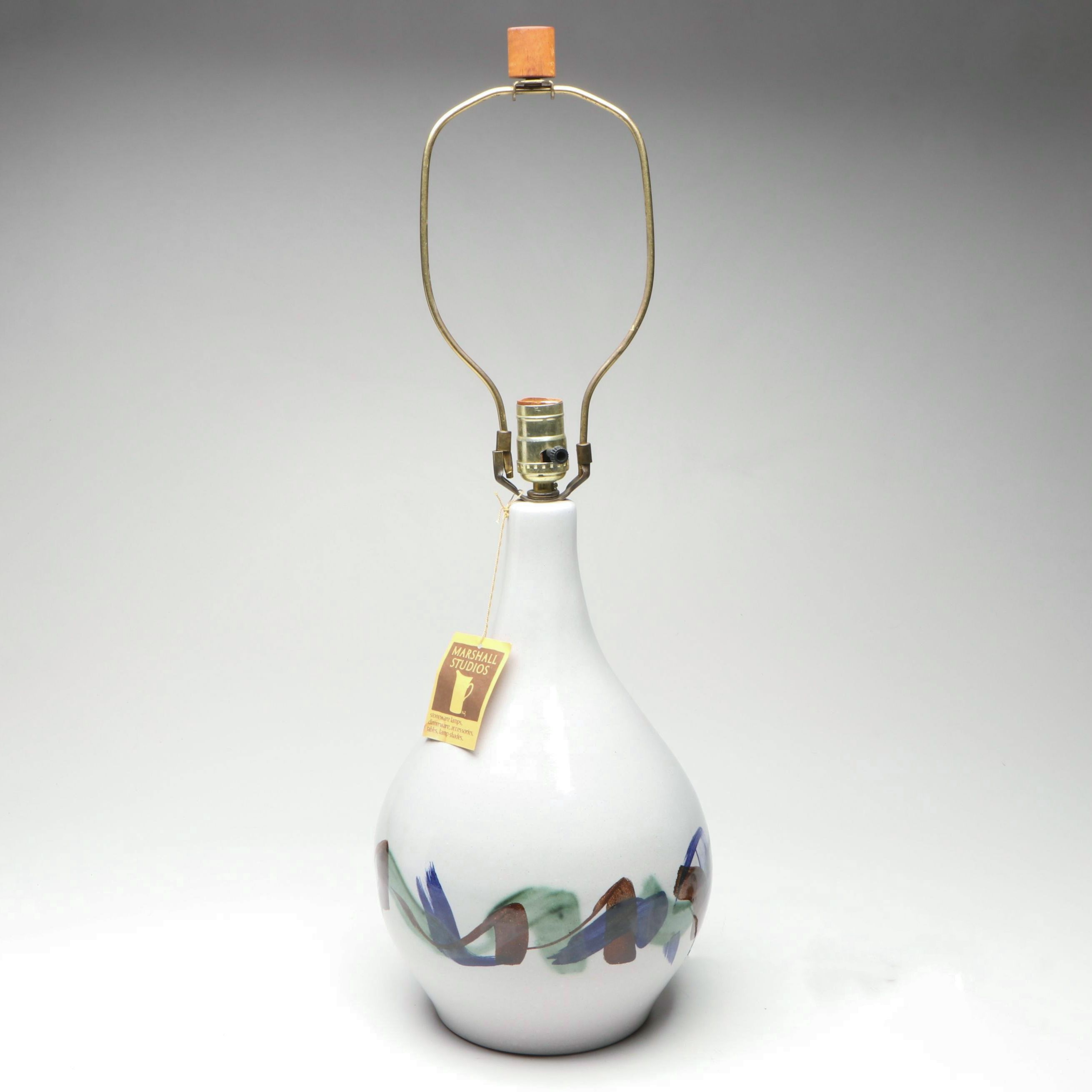 Martz Marshall Studios Abstract Hand-Painted Stoneware Lamp