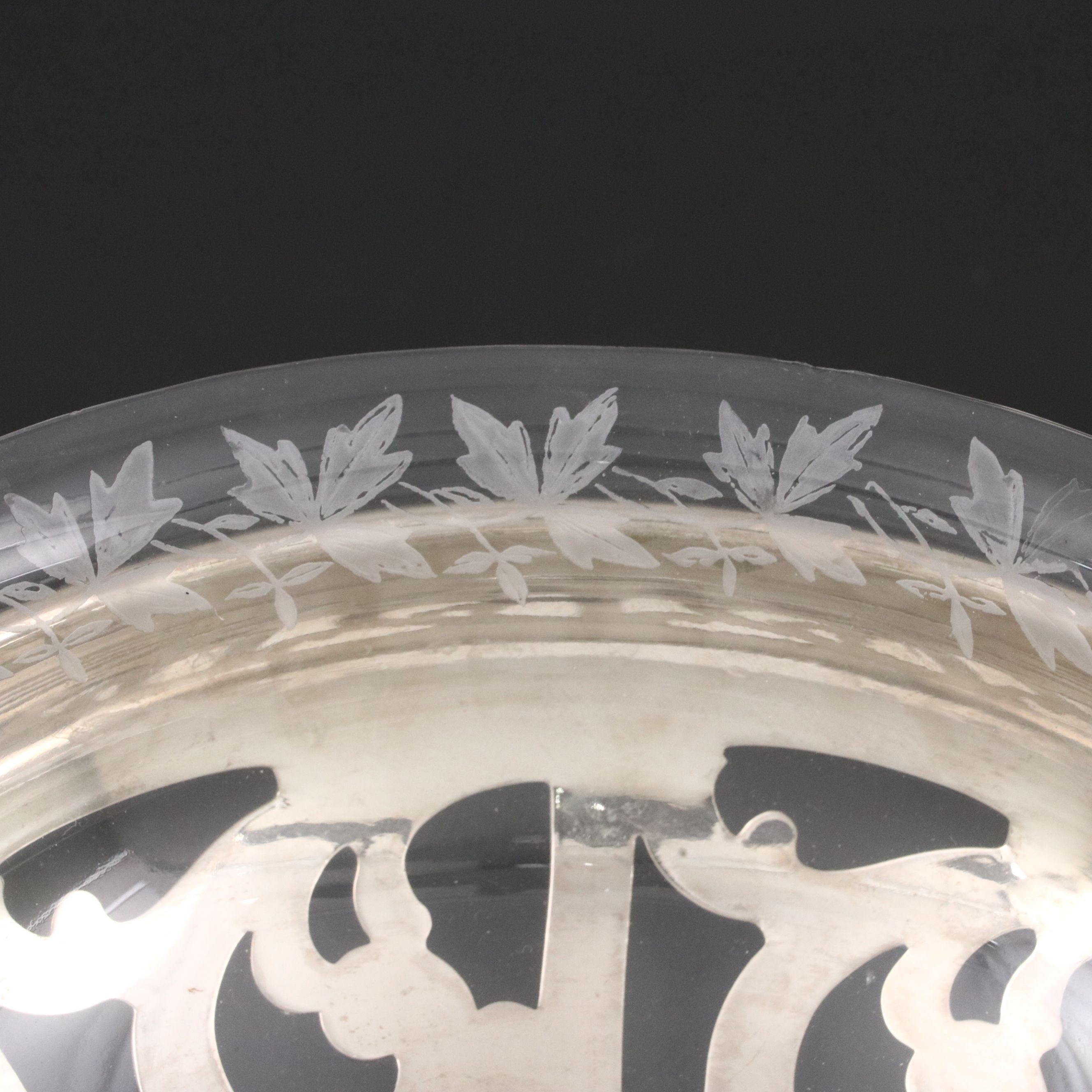 Manning, Bowman & Co. Metal Footed Glass Bowl with Silver Plate Rimmed Pitcher