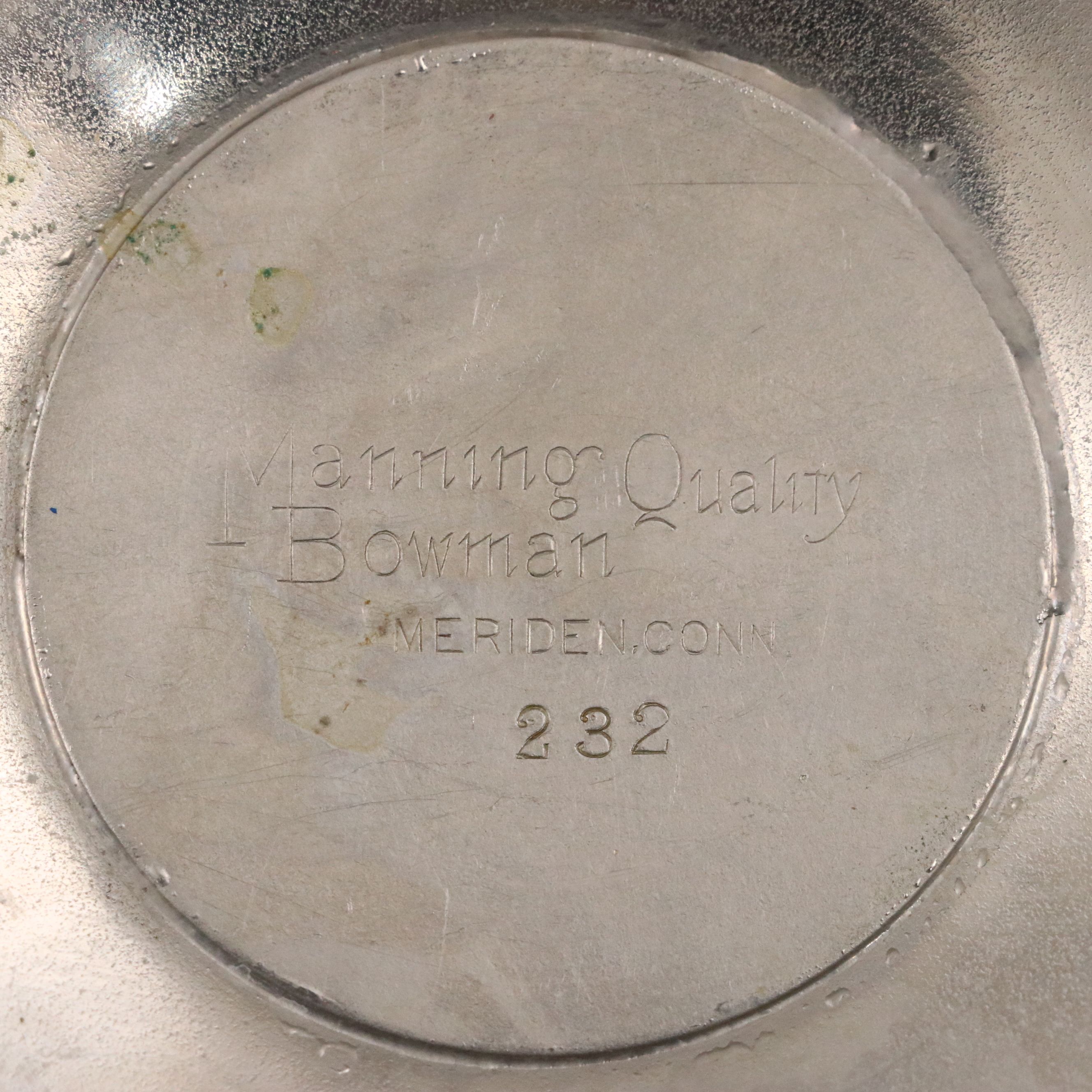 Manning, Bowman & Co. Metal Footed Glass Bowl with Silver Plate Rimmed Pitcher