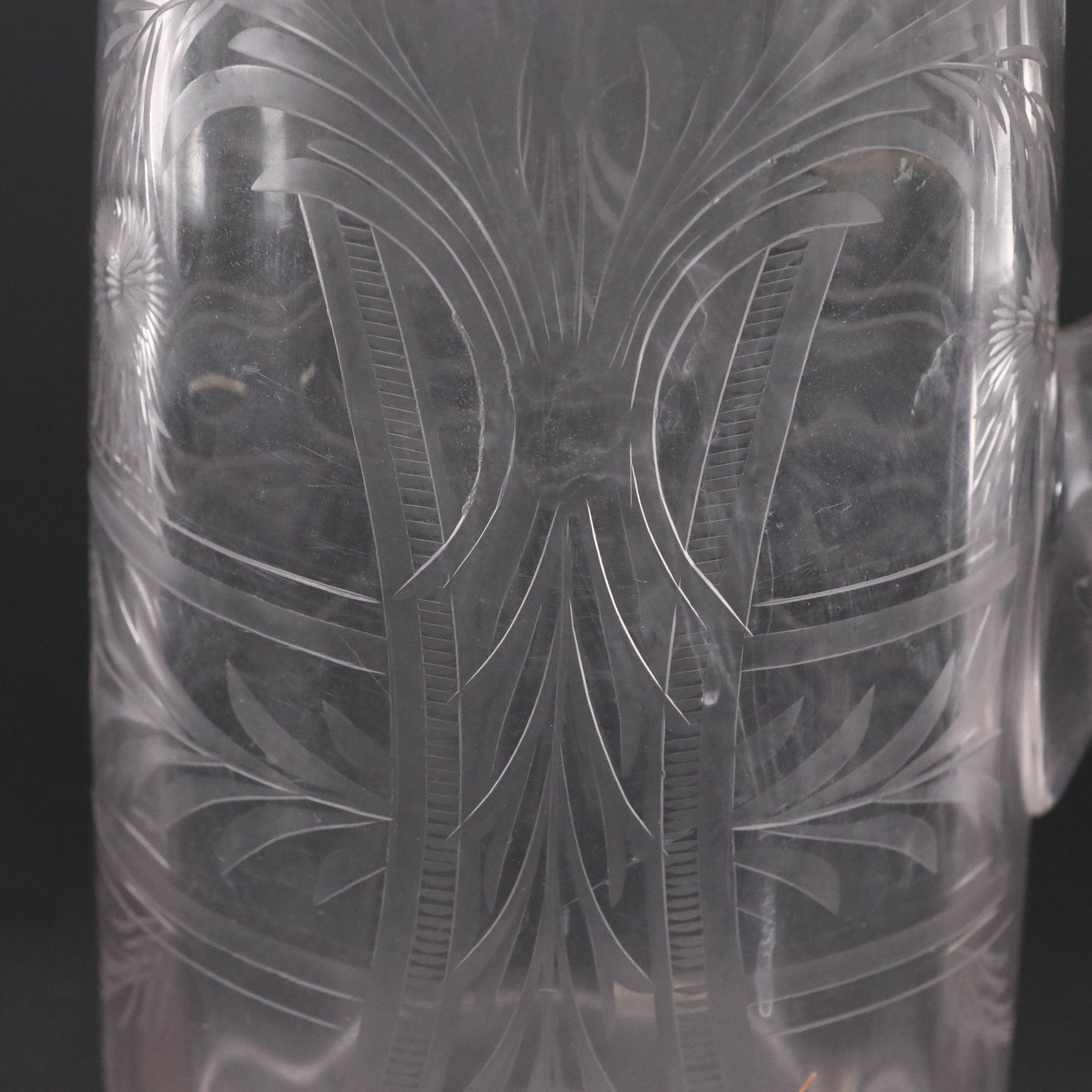 Manning, Bowman & Co. Metal Footed Glass Bowl with Silver Plate Rimmed Pitcher