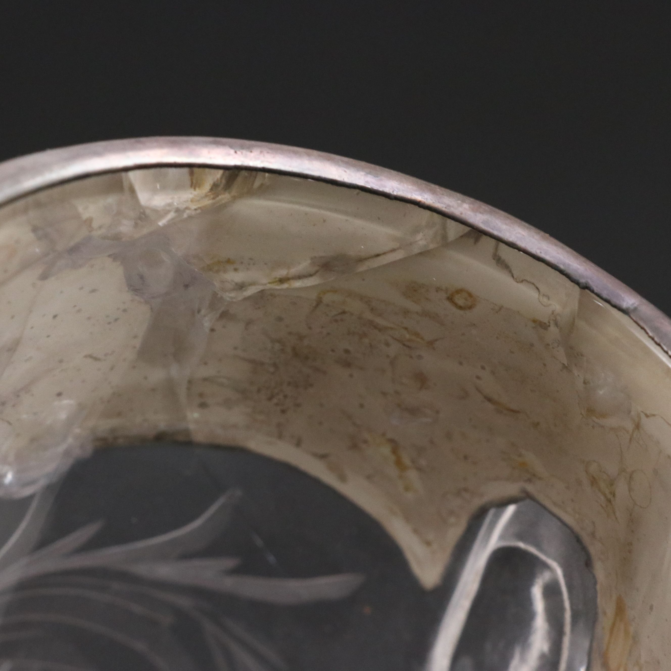 Manning, Bowman & Co. Metal Footed Glass Bowl with Silver Plate Rimmed Pitcher