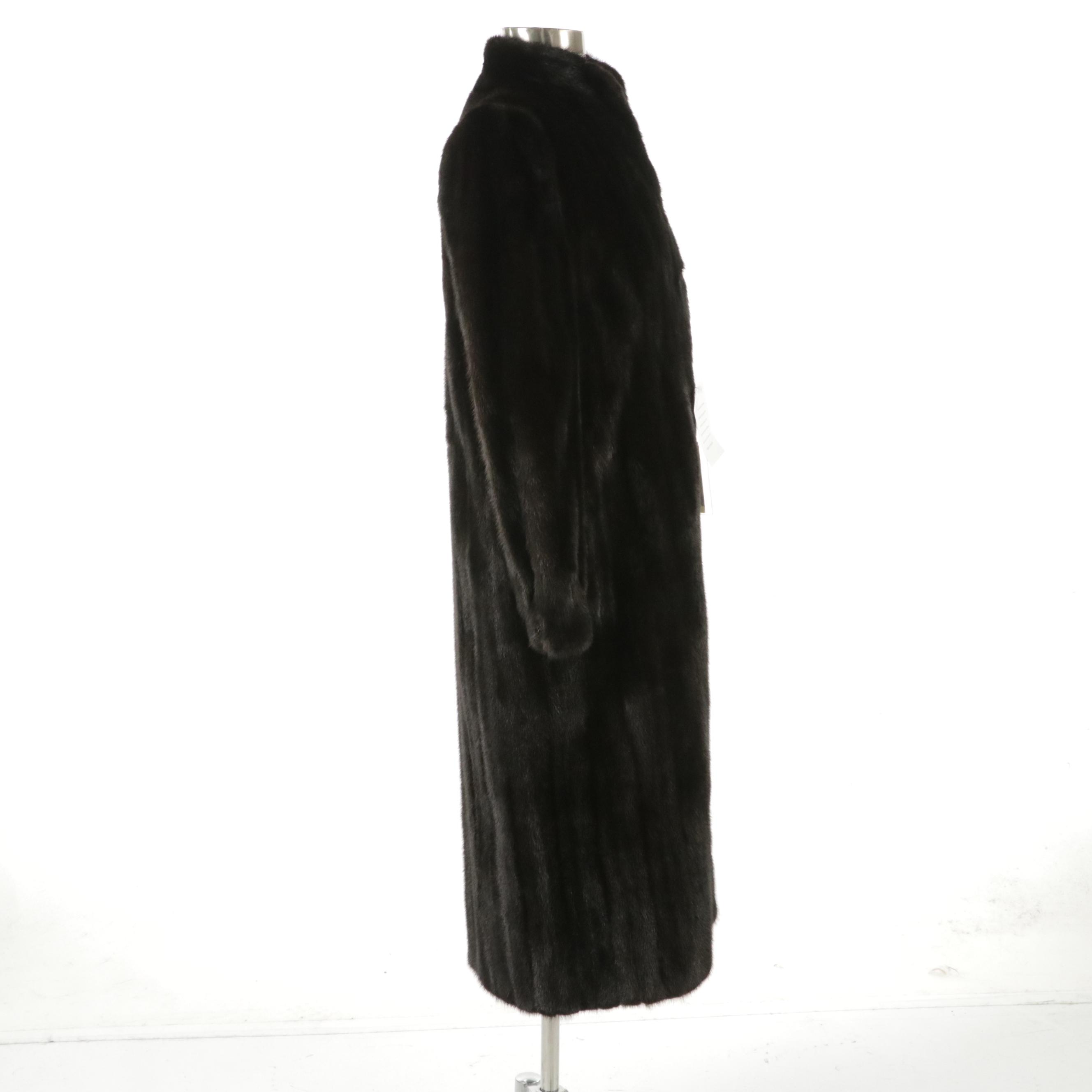 Blackglama Dark Ranch Mink Fur Single Breasted Long Coat