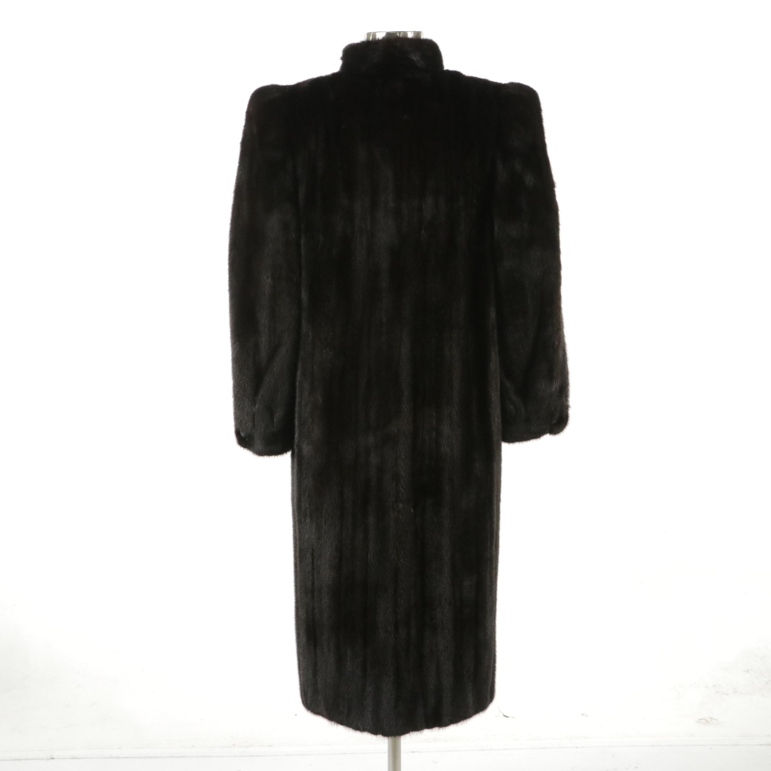 Blackglama Dark Ranch Mink Fur Single Breasted Long Coat