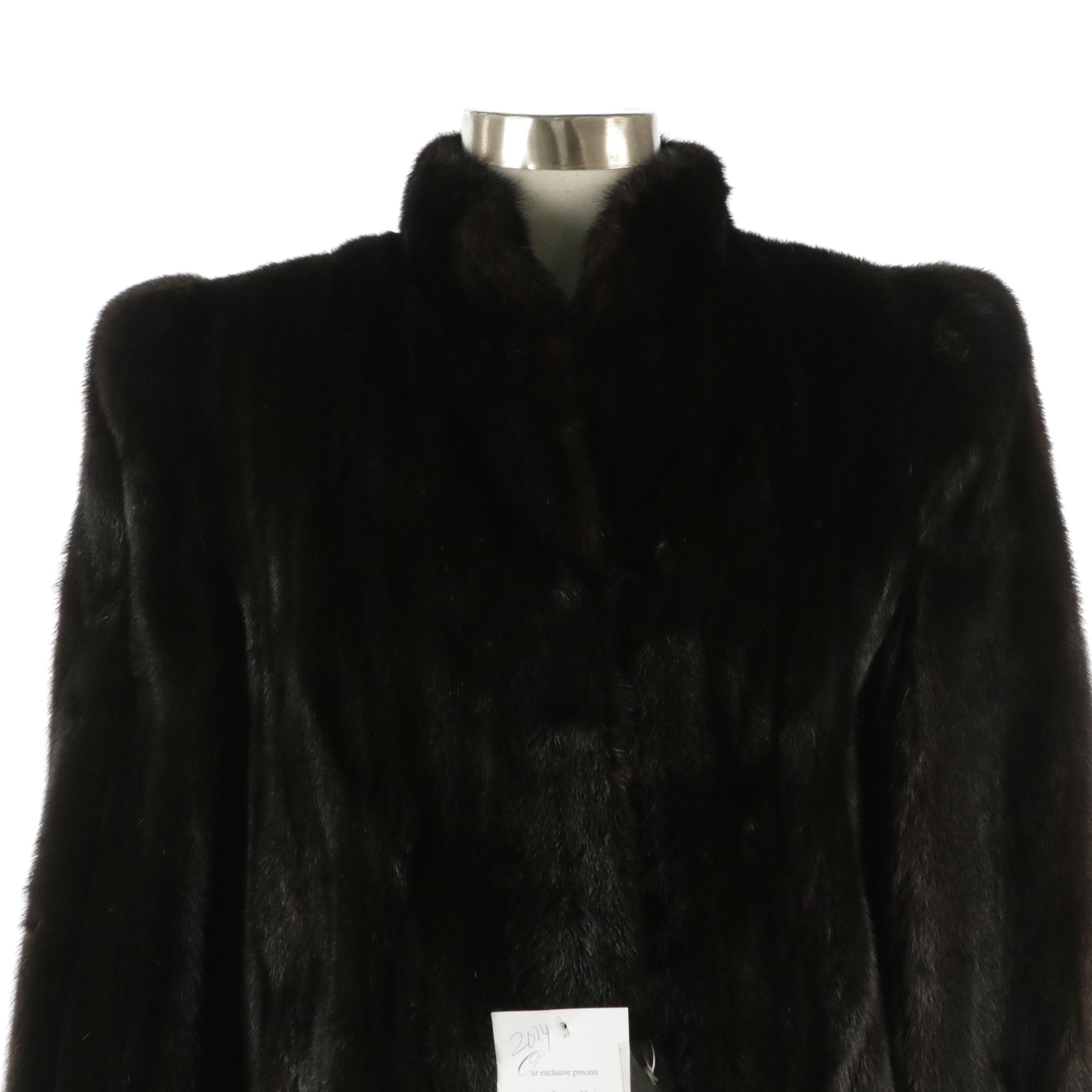 Blackglama Dark Ranch Mink Fur Single Breasted Long Coat