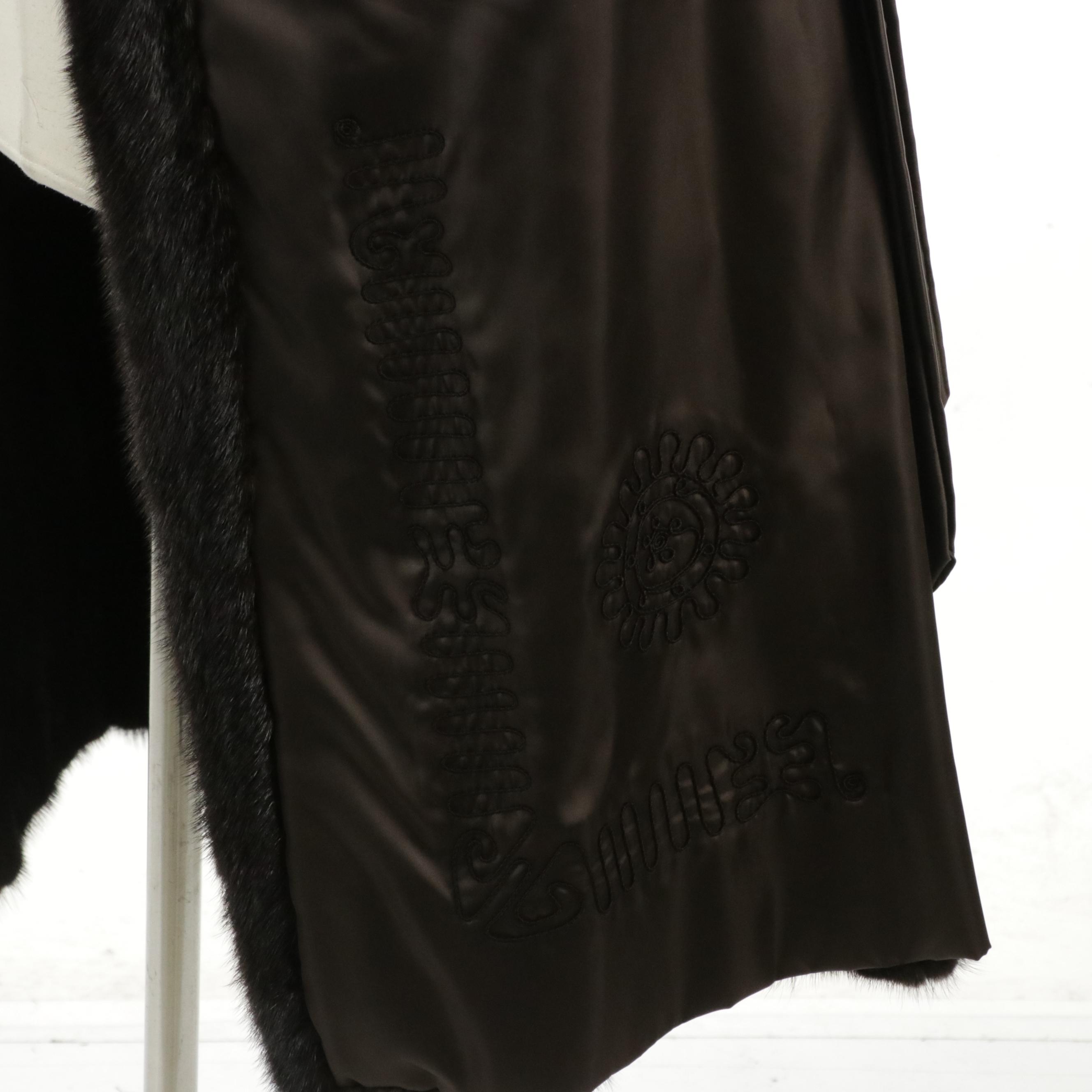 Blackglama Dark Ranch Mink Fur Single Breasted Long Coat