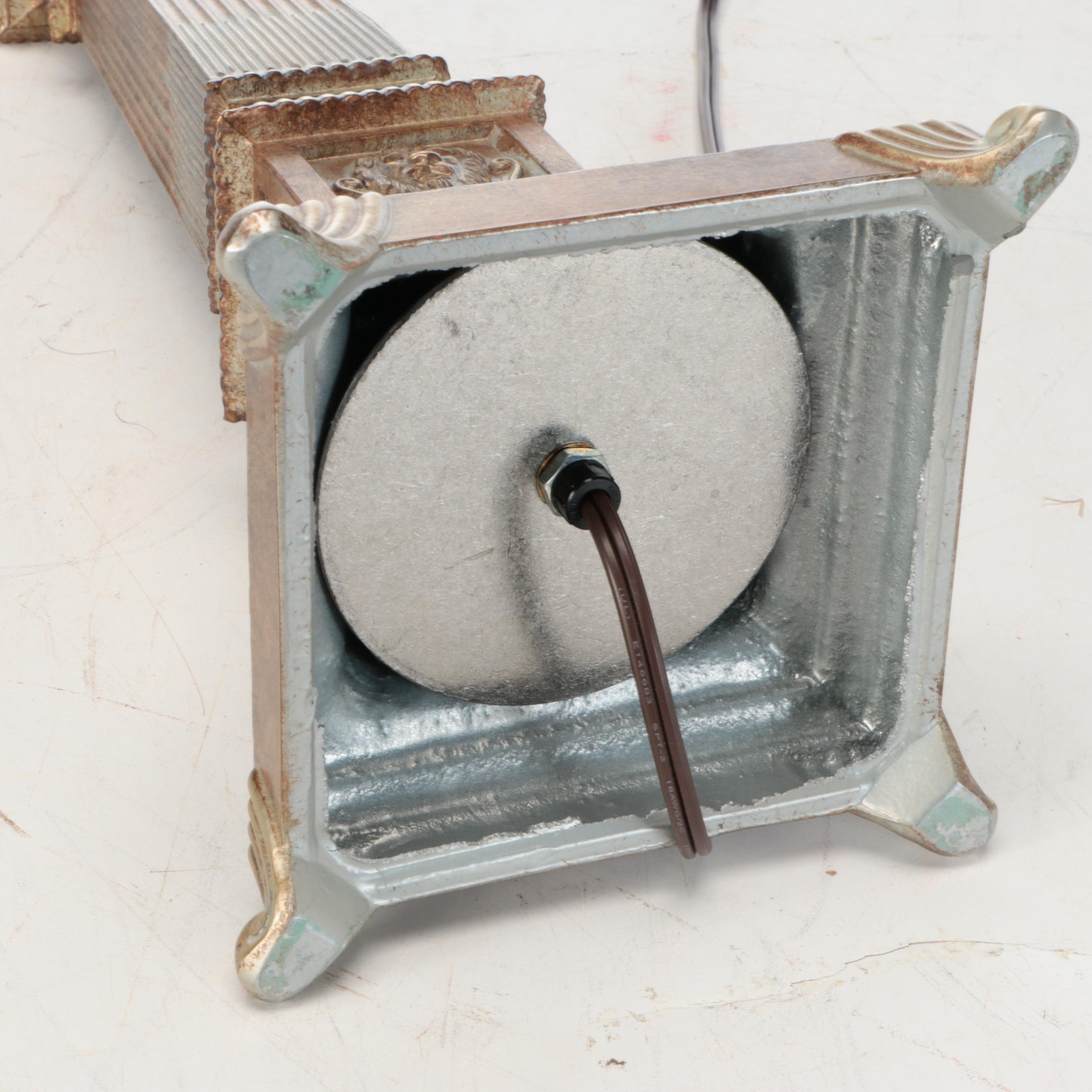 Empire Style Gilt and Bronzed Metal Table Lamp with Silk Drum Shade