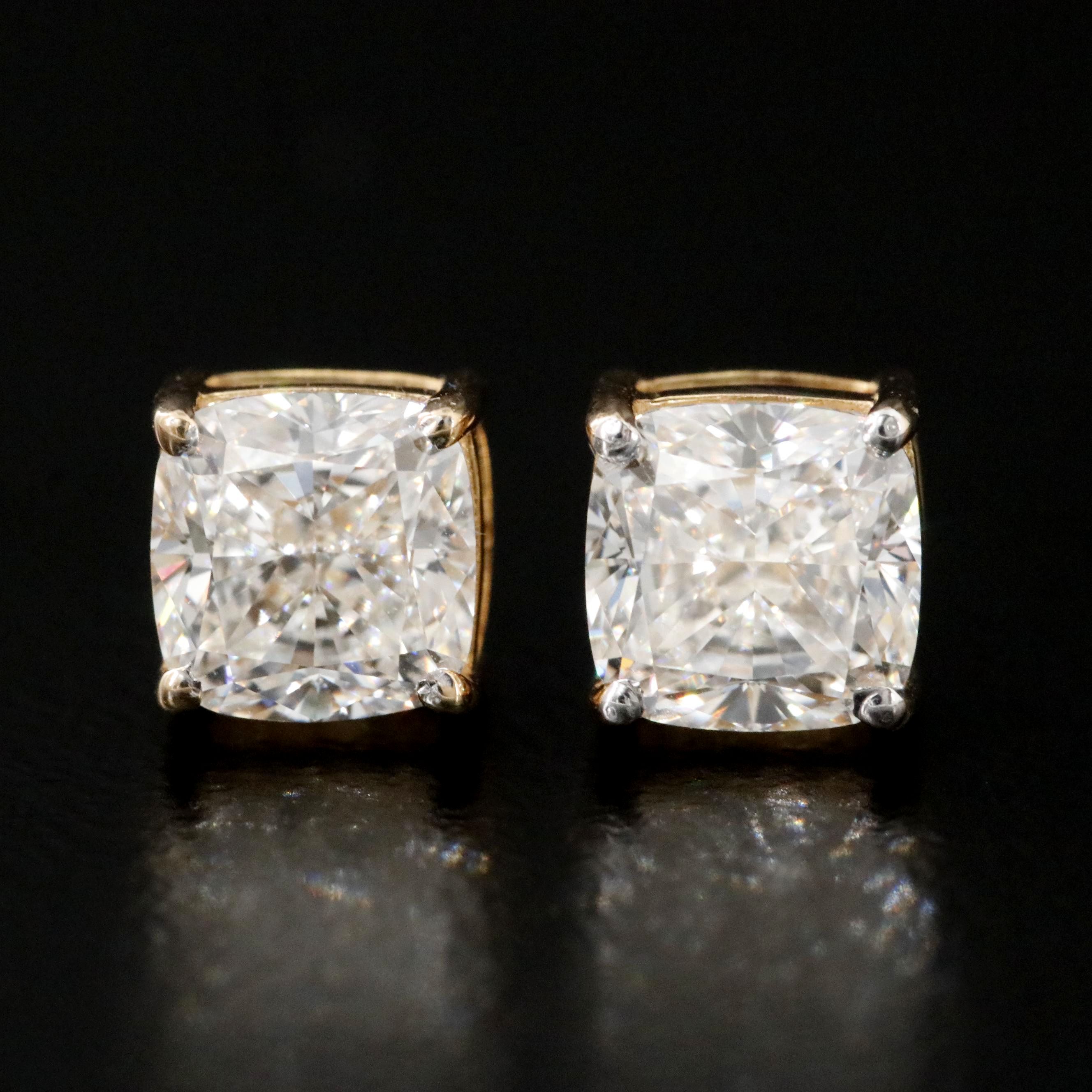 18K 2.01 CTW Diamond Stud Earrings with GIA Reports