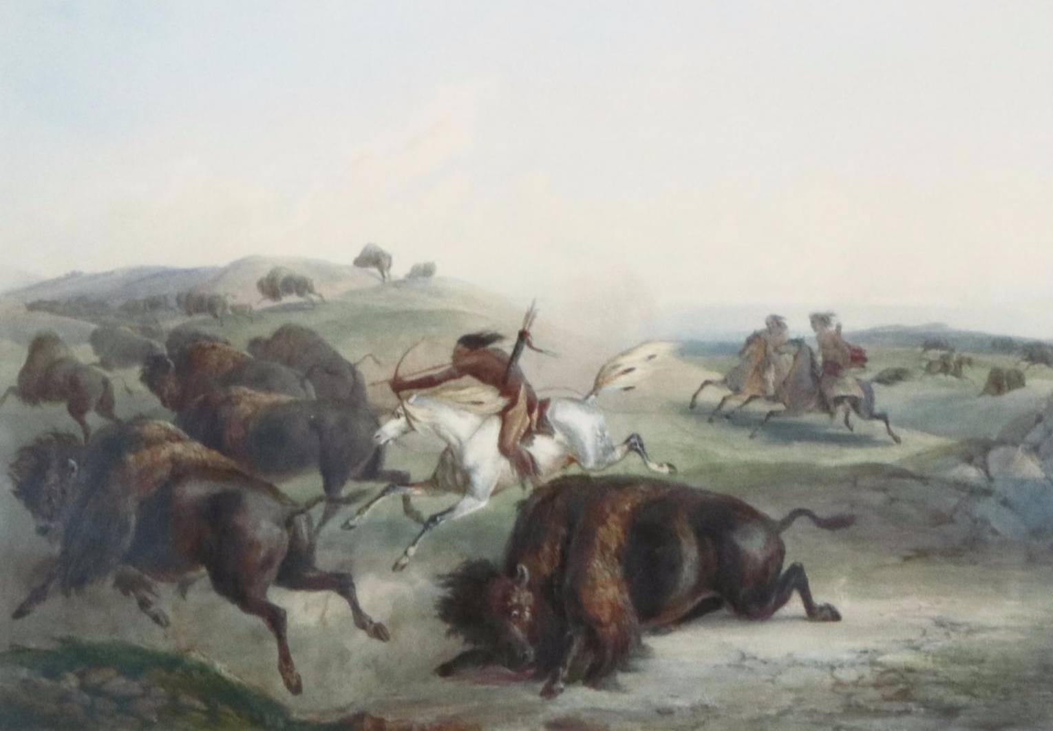 After Karl Bodmer Lithograph "Indians Hunting the Bison," 20th Century