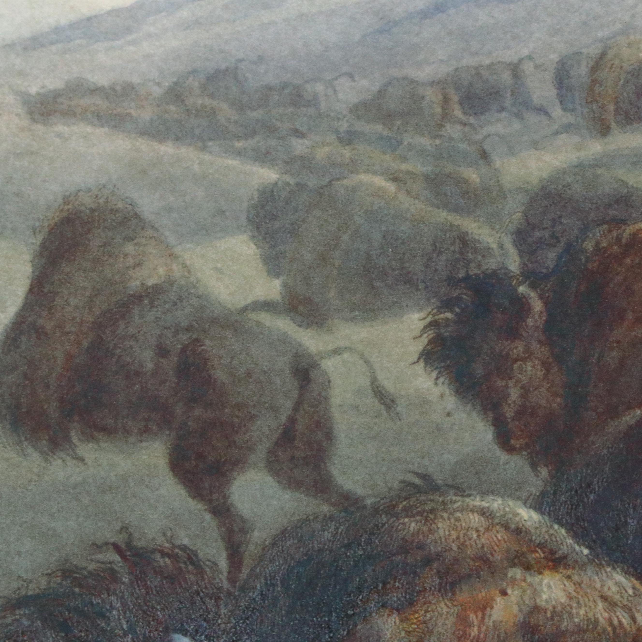 After Karl Bodmer Lithograph "Indians Hunting the Bison," 20th Century