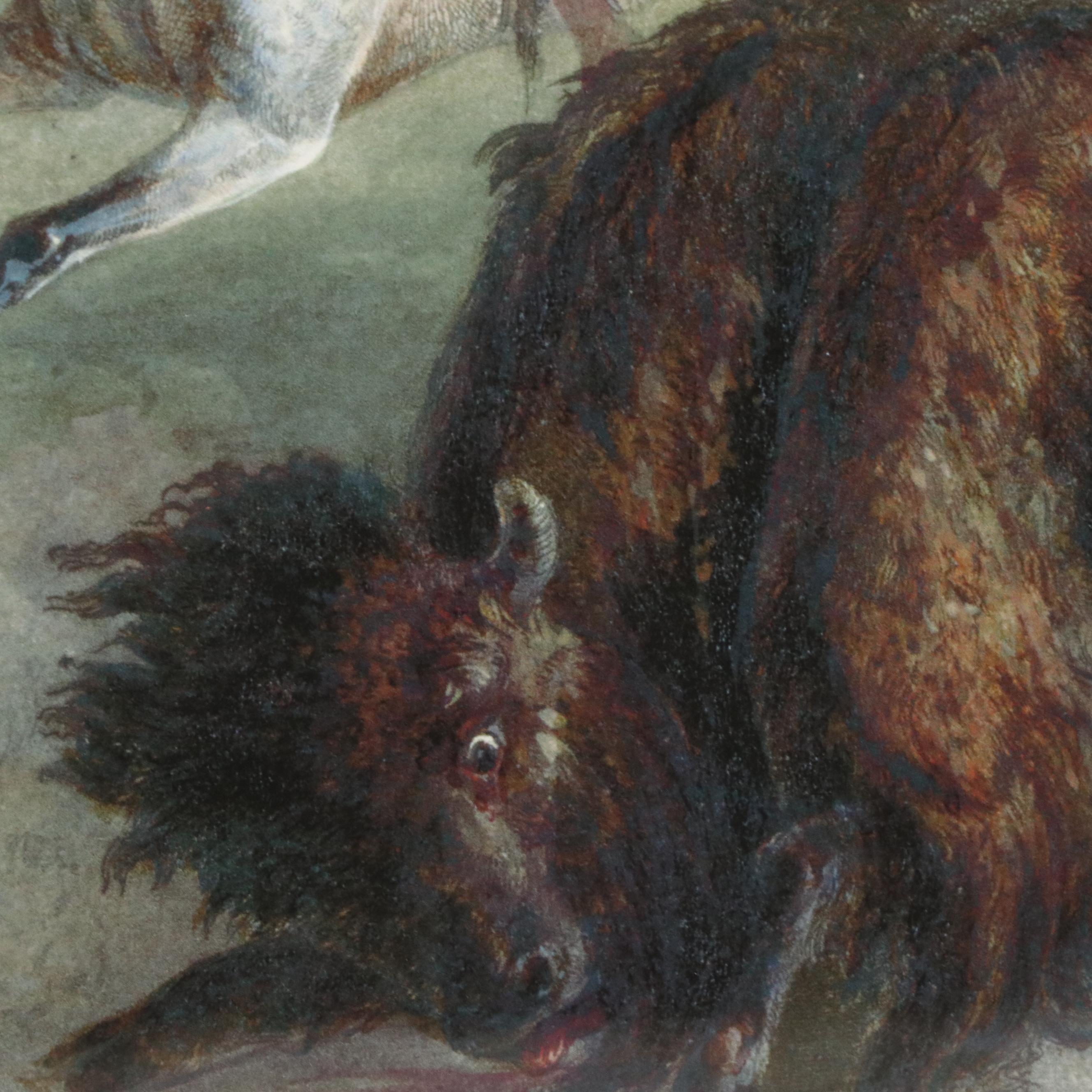 After Karl Bodmer Lithograph "Indians Hunting the Bison," 20th Century