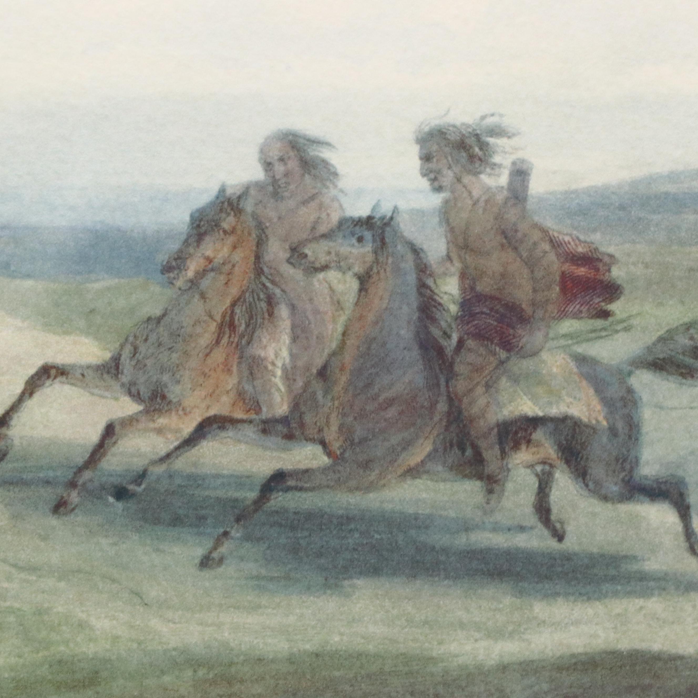 After Karl Bodmer Lithograph "Indians Hunting the Bison," 20th Century