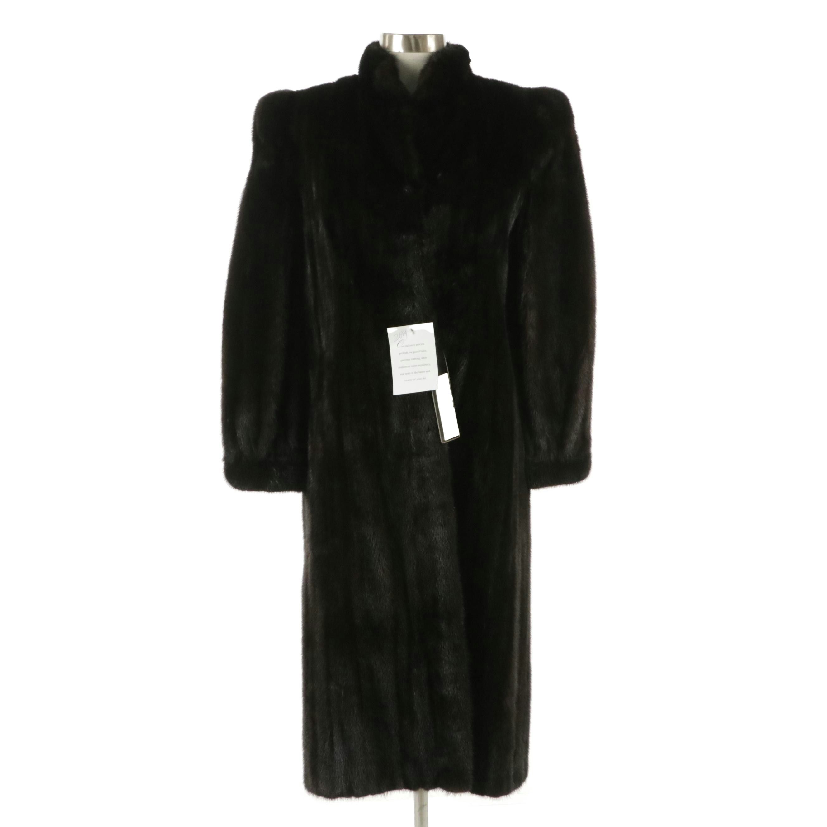 Blackglama Dark Ranch Mink Fur Single Breasted Long Coat