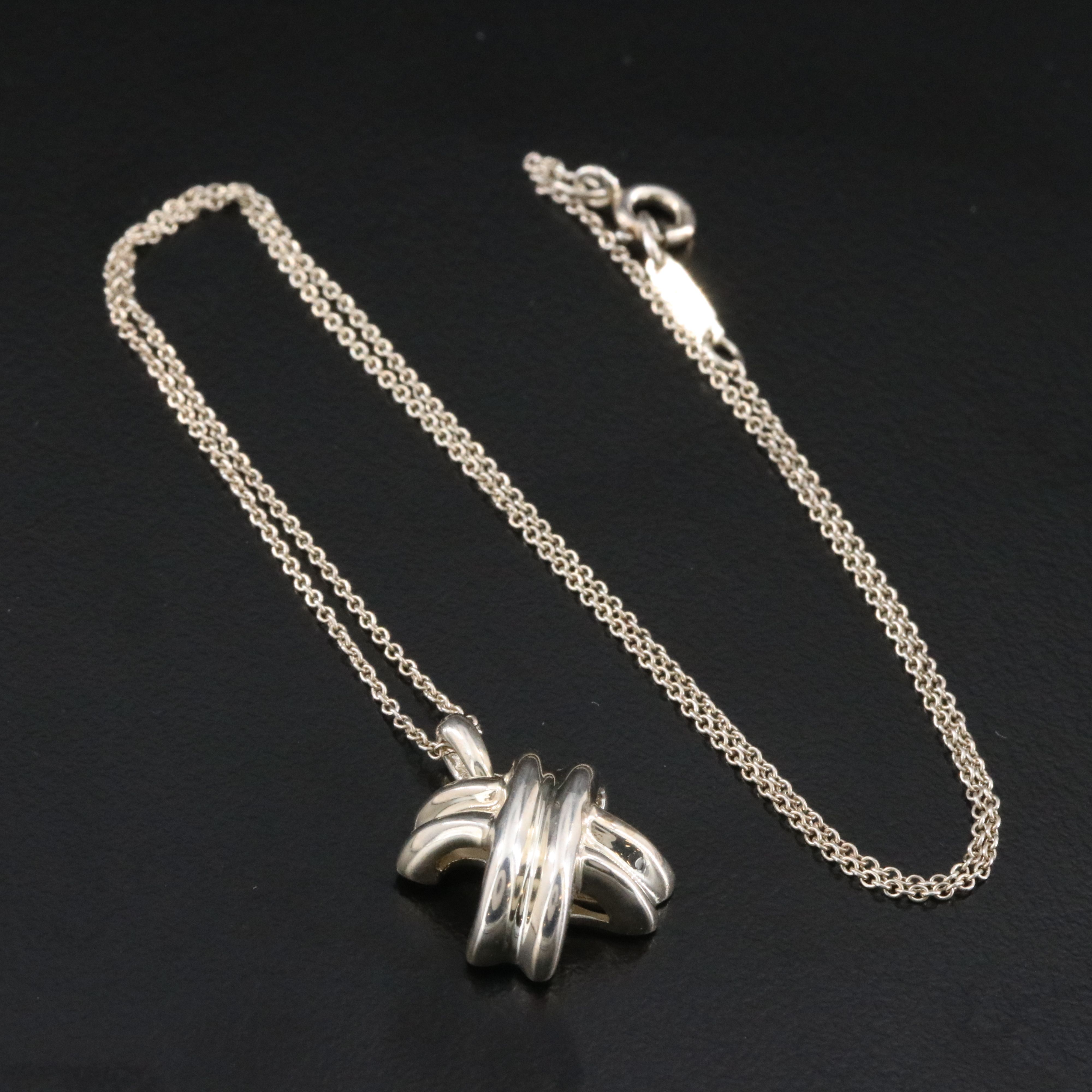 Tiffany & Co. Signature X Sterling Pendant Necklace